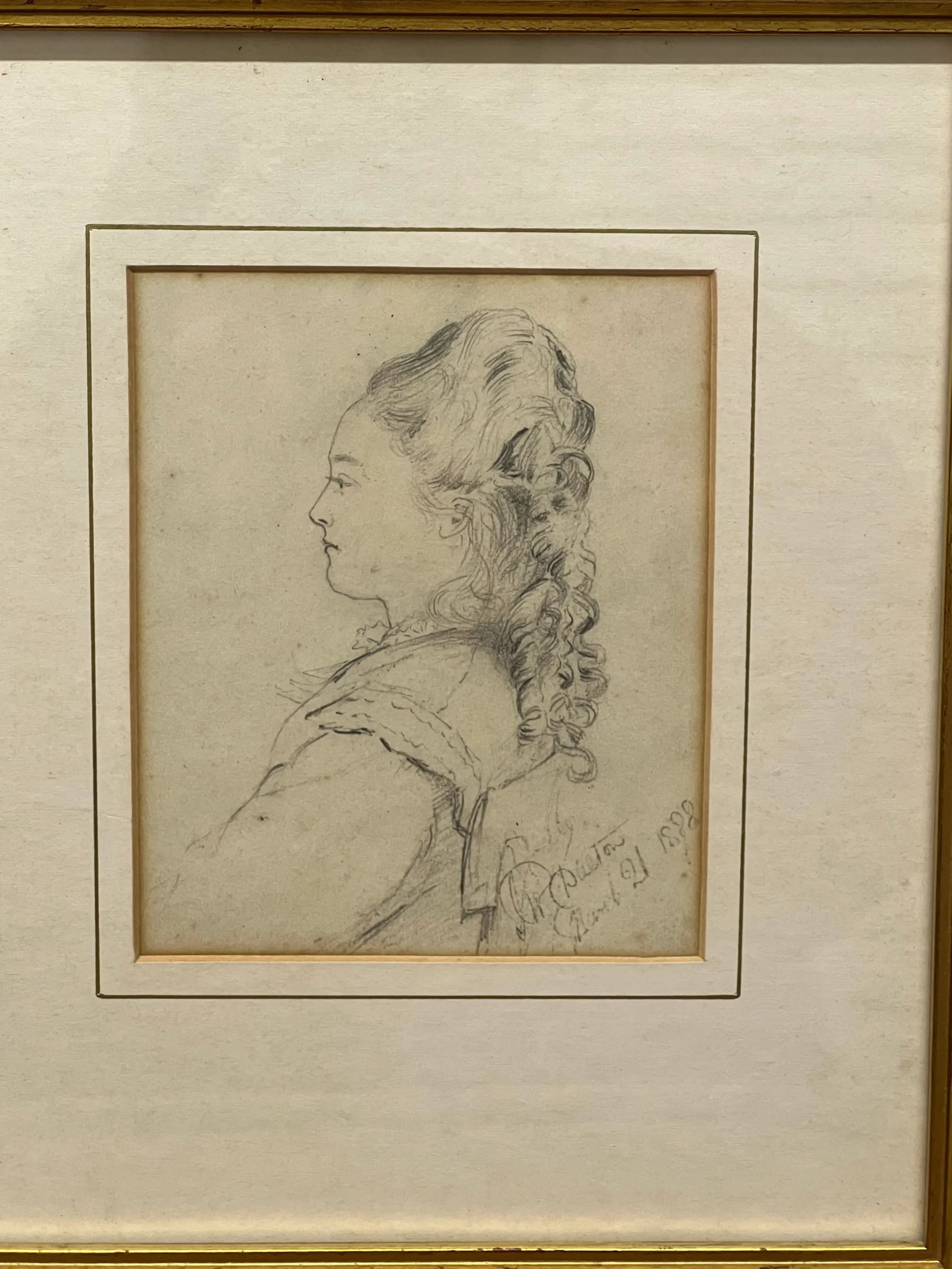 19th Century, American Pencil Drawing of Ann Eugene Dalton Circa 1888. - 2