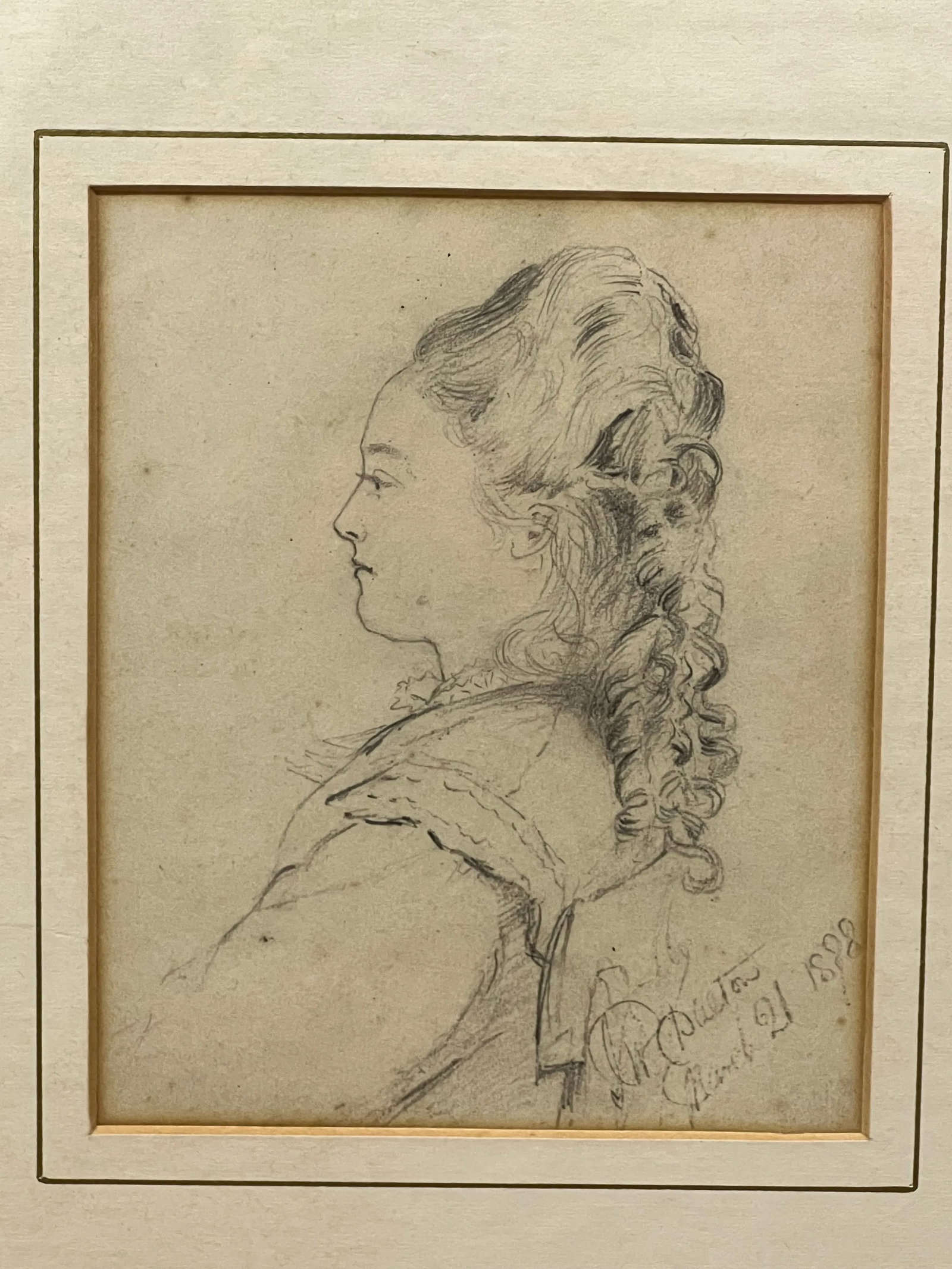 19th Century, American Pencil Drawing of Ann Eugene Dalton Circa 1888. - 3