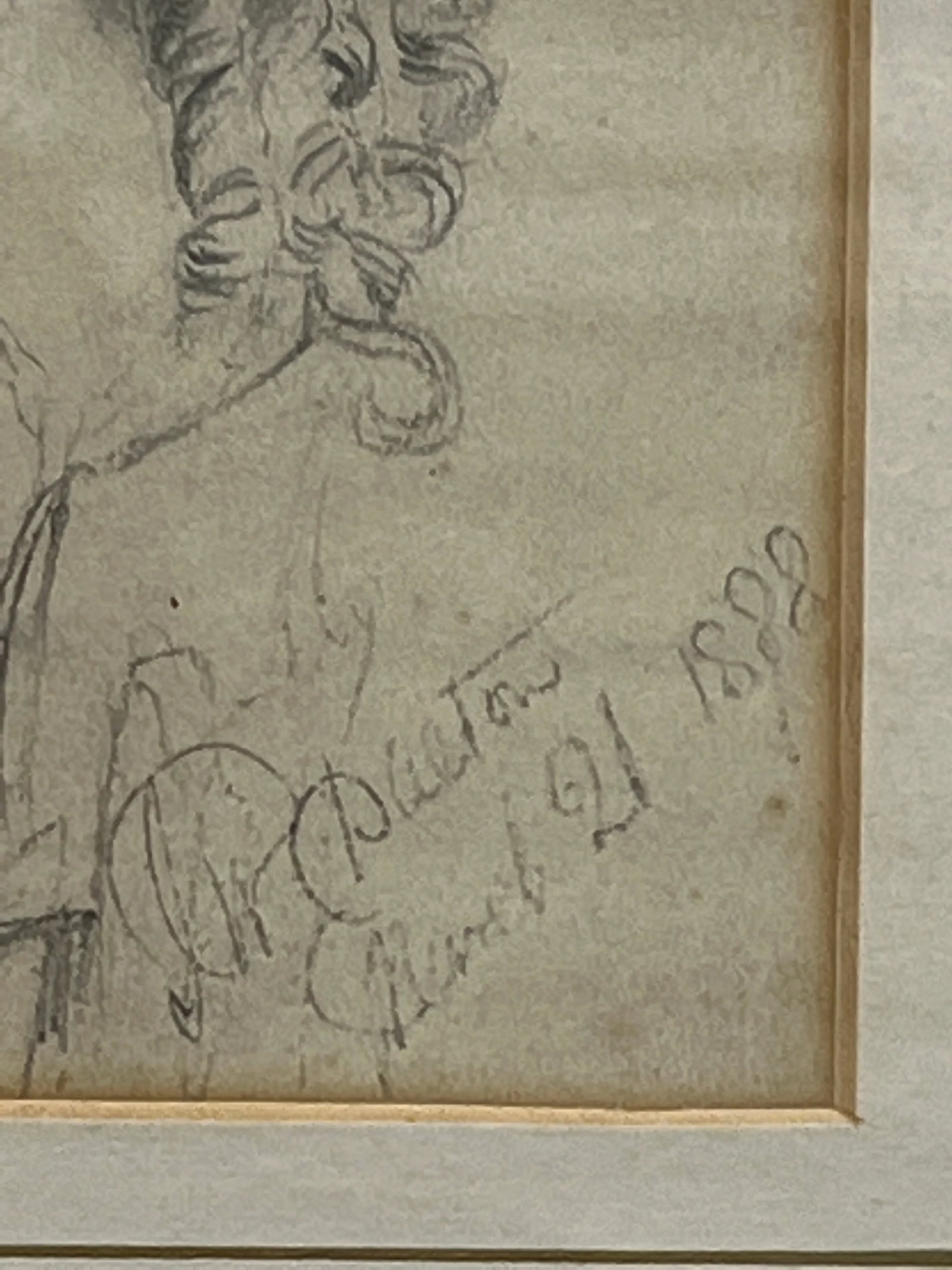 19th Century, American Pencil Drawing of Ann Eugene Dalton Circa 1888. - 4