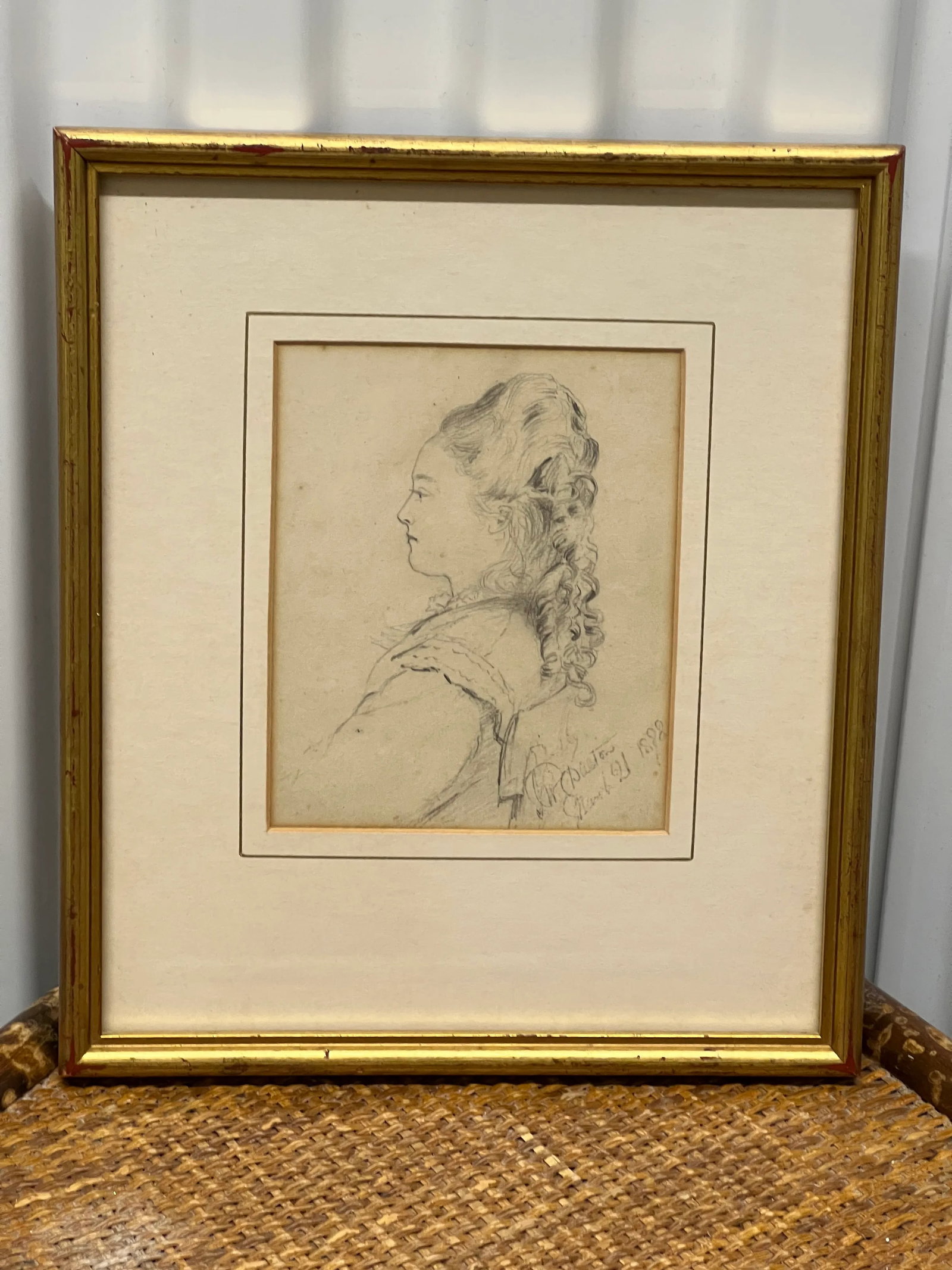 19th Century, American Pencil Drawing of Ann Eugene Dalton Circa 1888. - 6