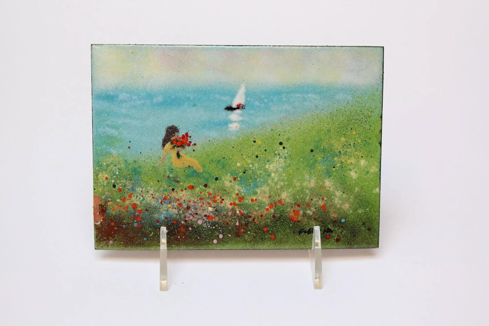 Mid-Century Enamel on Copper Landscape Painting/Plaque by Fleming - 11