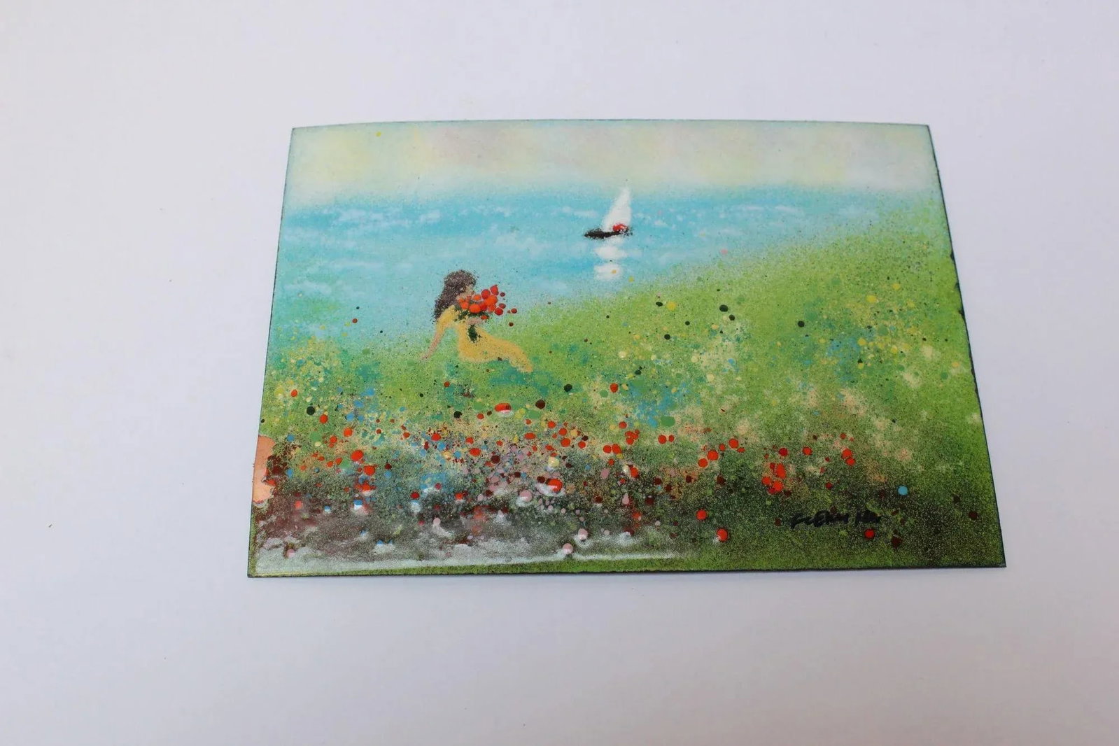 Mid-Century Enamel on Copper Landscape Painting/Plaque by Fleming - 2