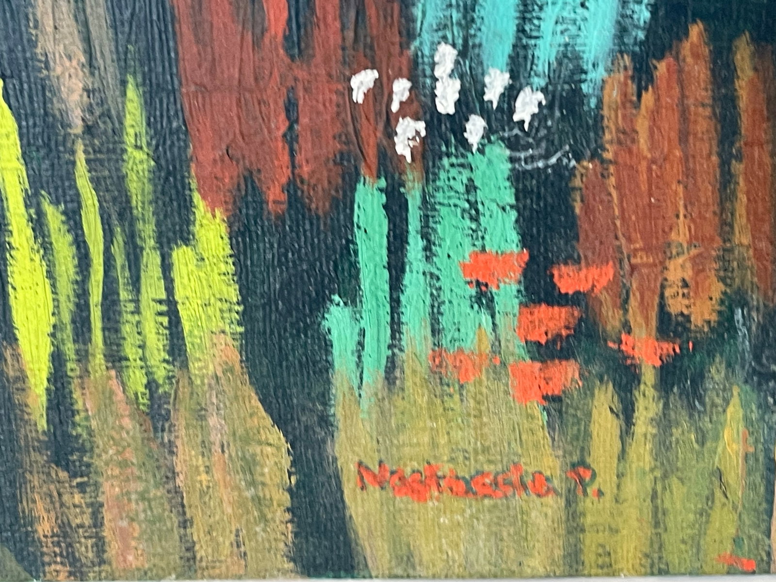 1960s Impressive Bright Naive Folk Art Rural American Landscape Painting Signed - 5