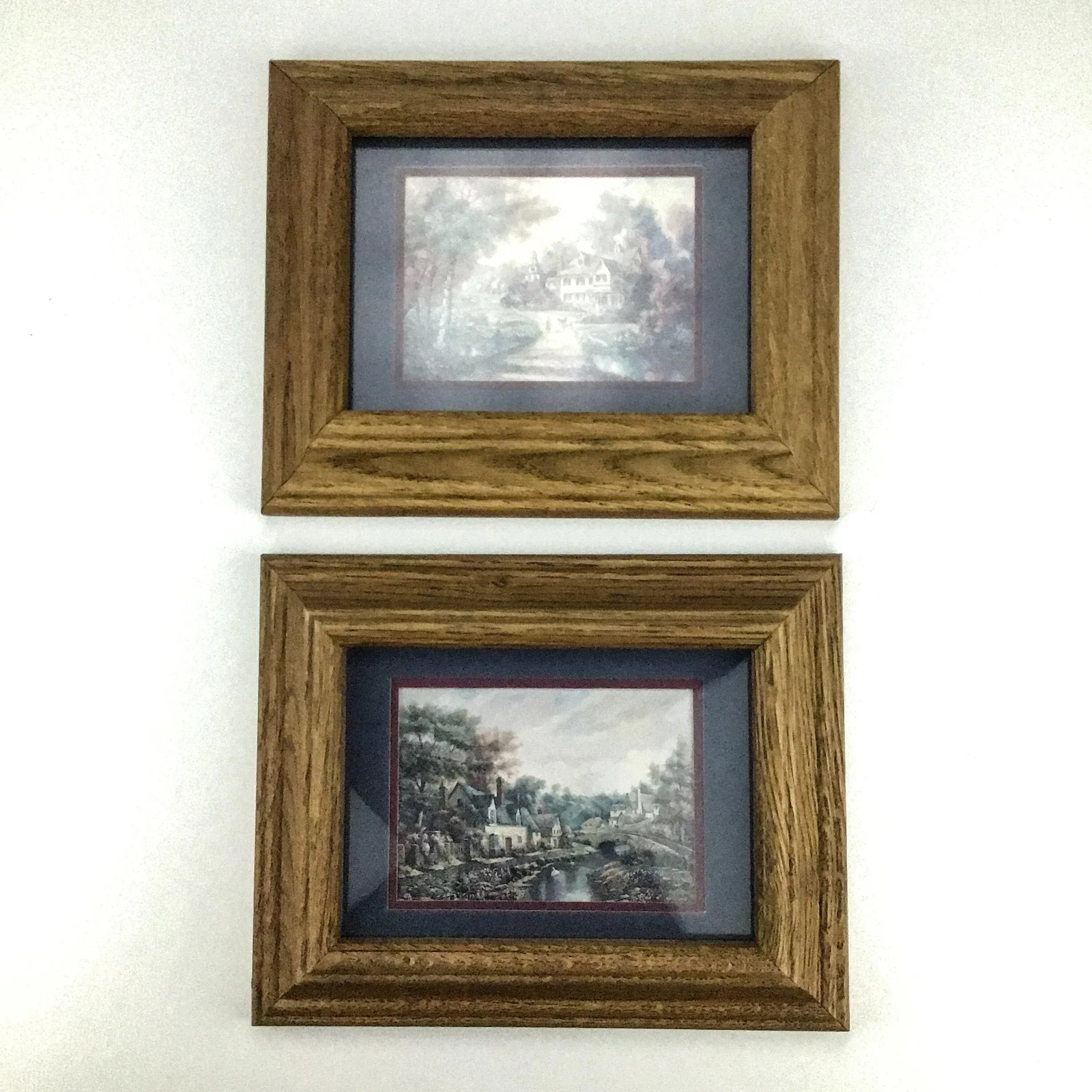 Mid Century Oak Wood Framed Prints - a Pair - 11