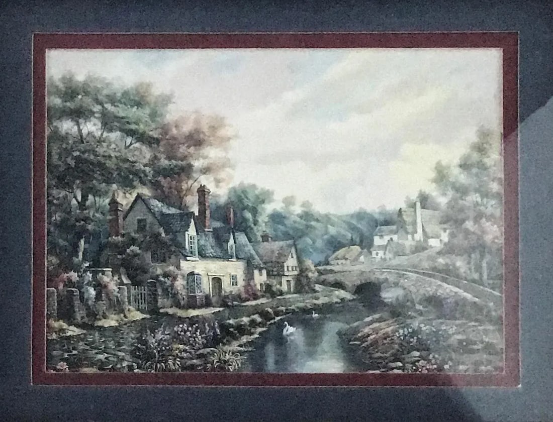 Mid Century Oak Wood Framed Prints - a Pair - 3