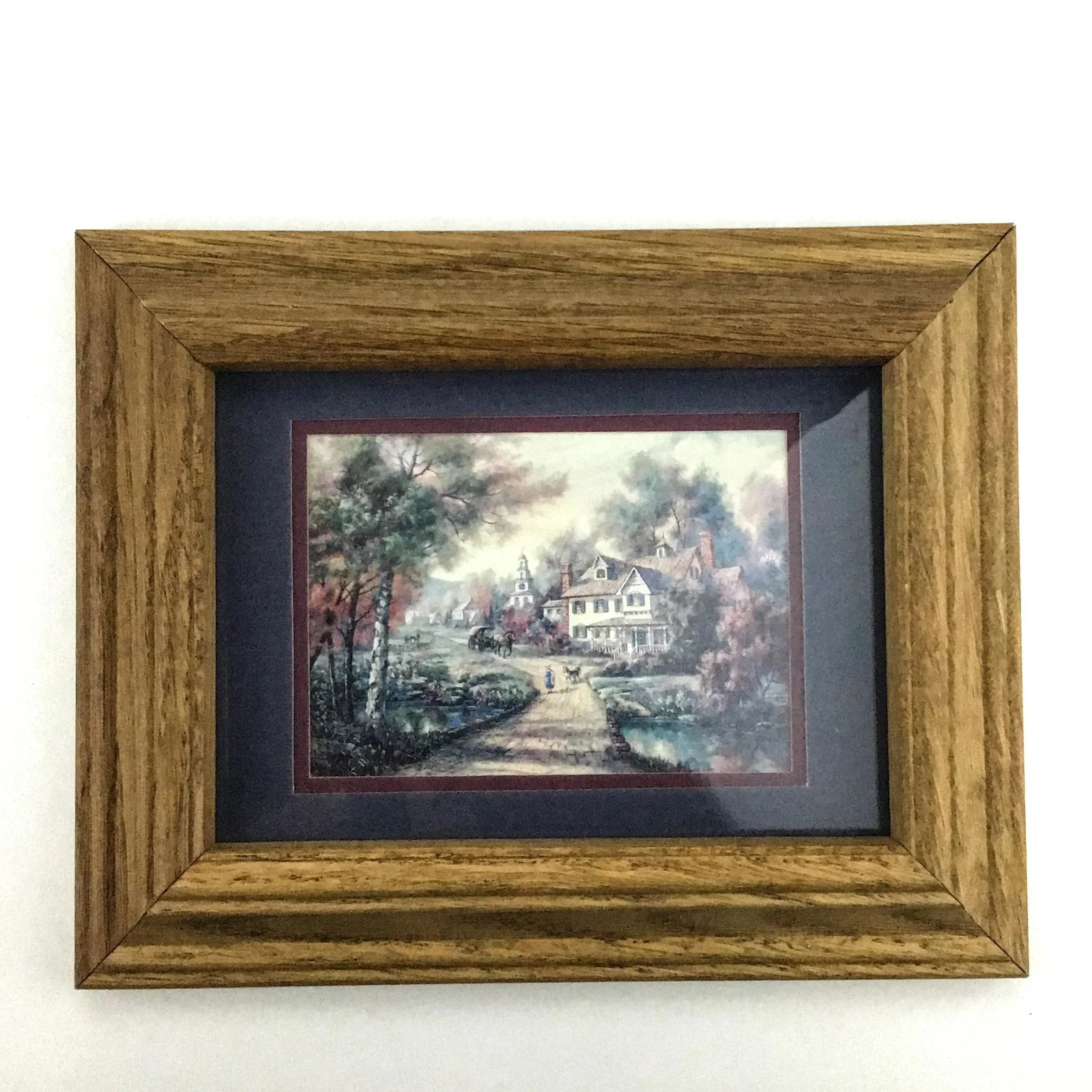 Mid Century Oak Wood Framed Prints - a Pair - 4