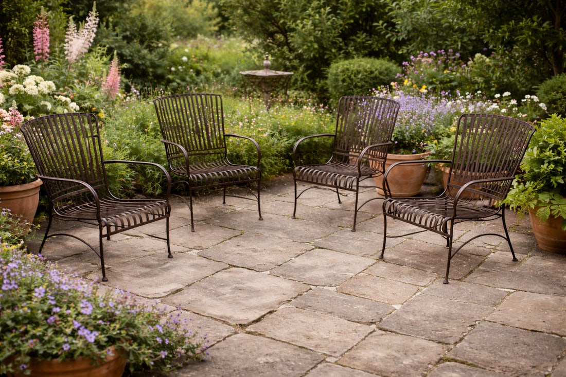 Vintage Iron Mid-Century Modern Garden Chairs - 4