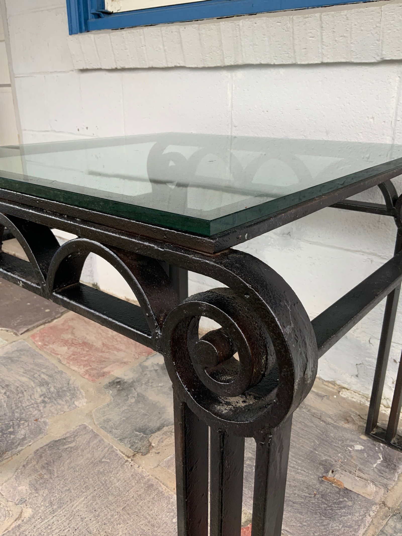 1920s Deco Style Cast Iron Glass Top Table - 10