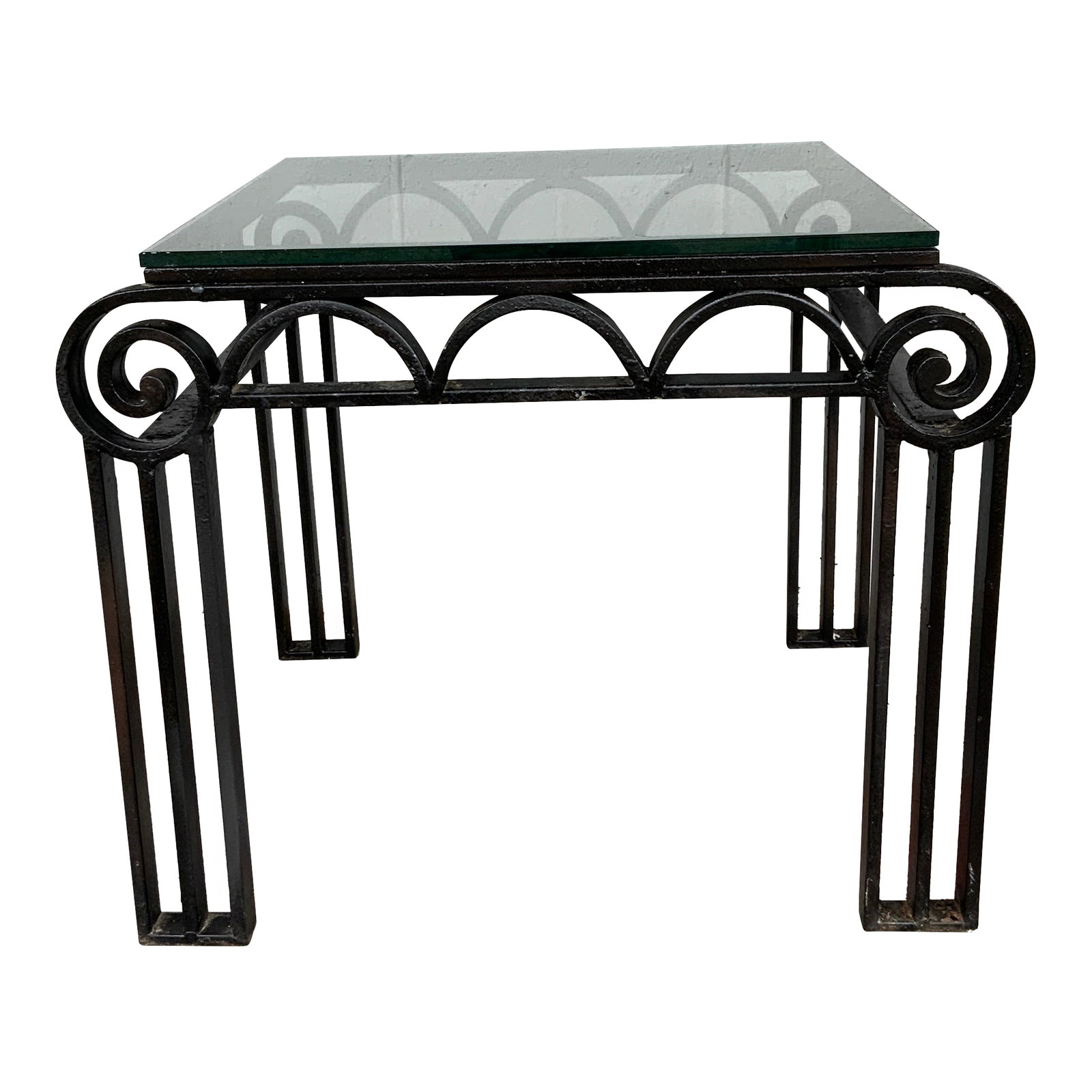 1920s Deco Style Cast Iron Glass Top Table (1 of 10)