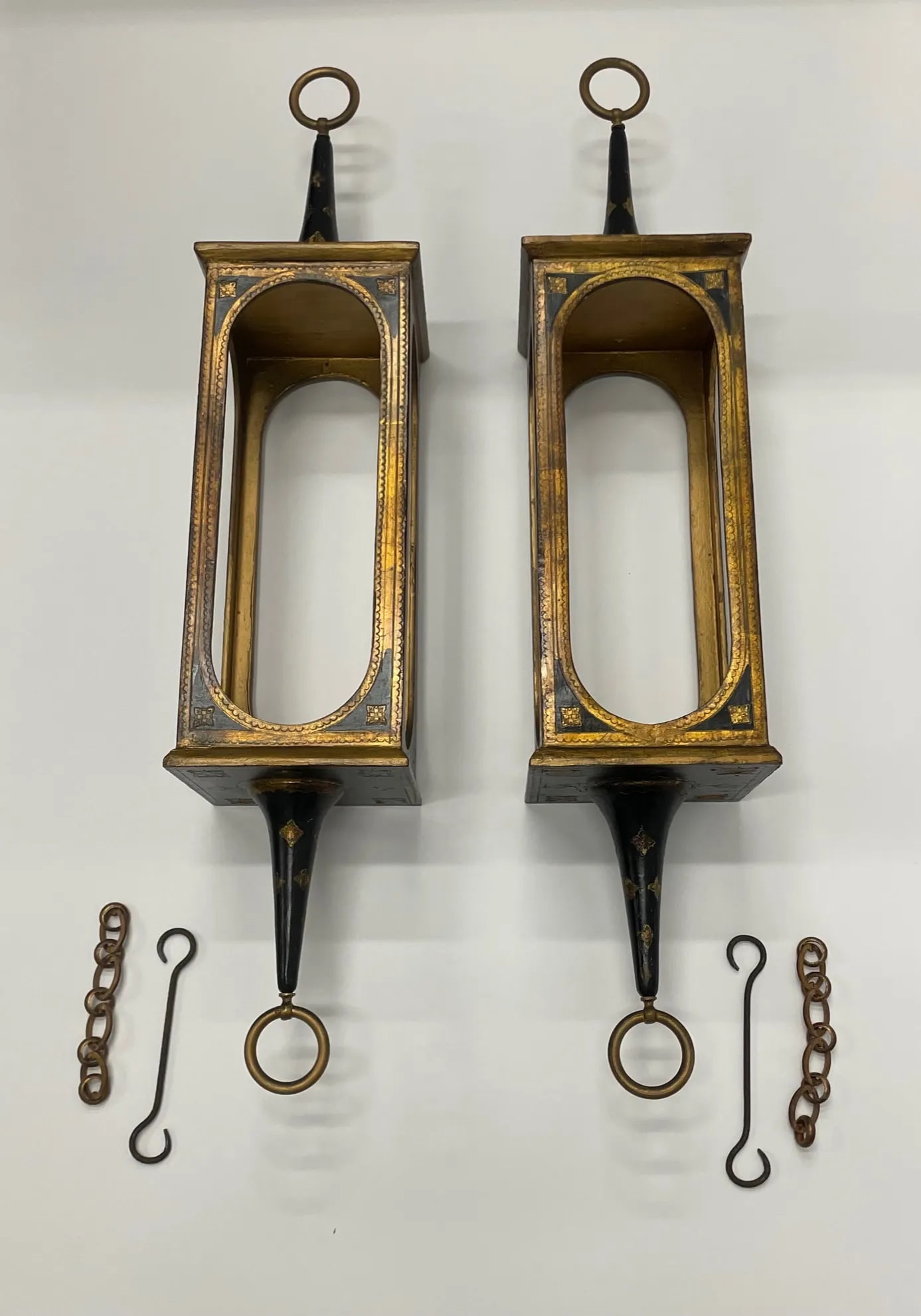 Ebonized & Gilt Venetian Hanging Lanterns -A Pair - 11