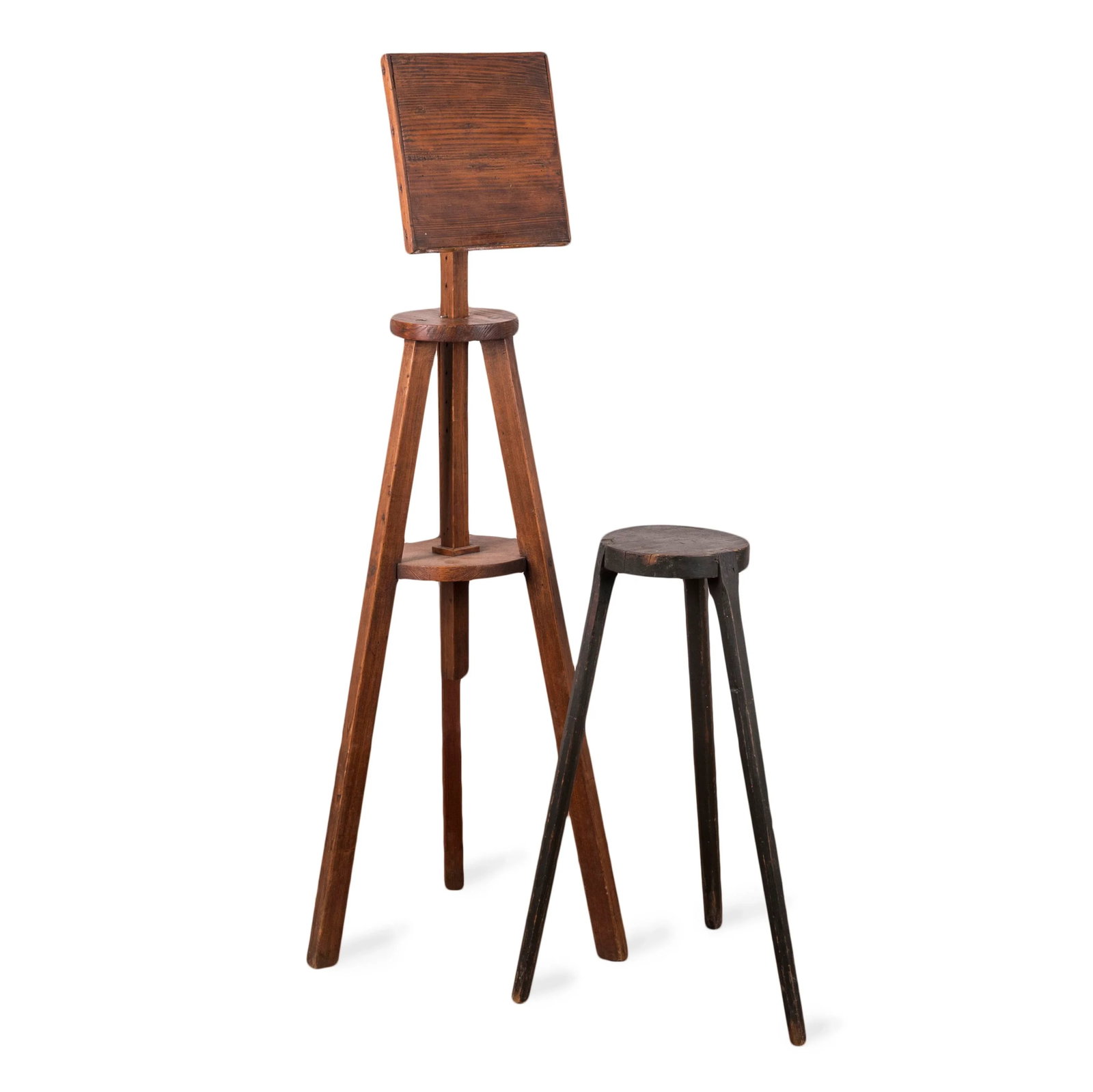 American Primitive Pine Easel & Stand, 19th Century - 9