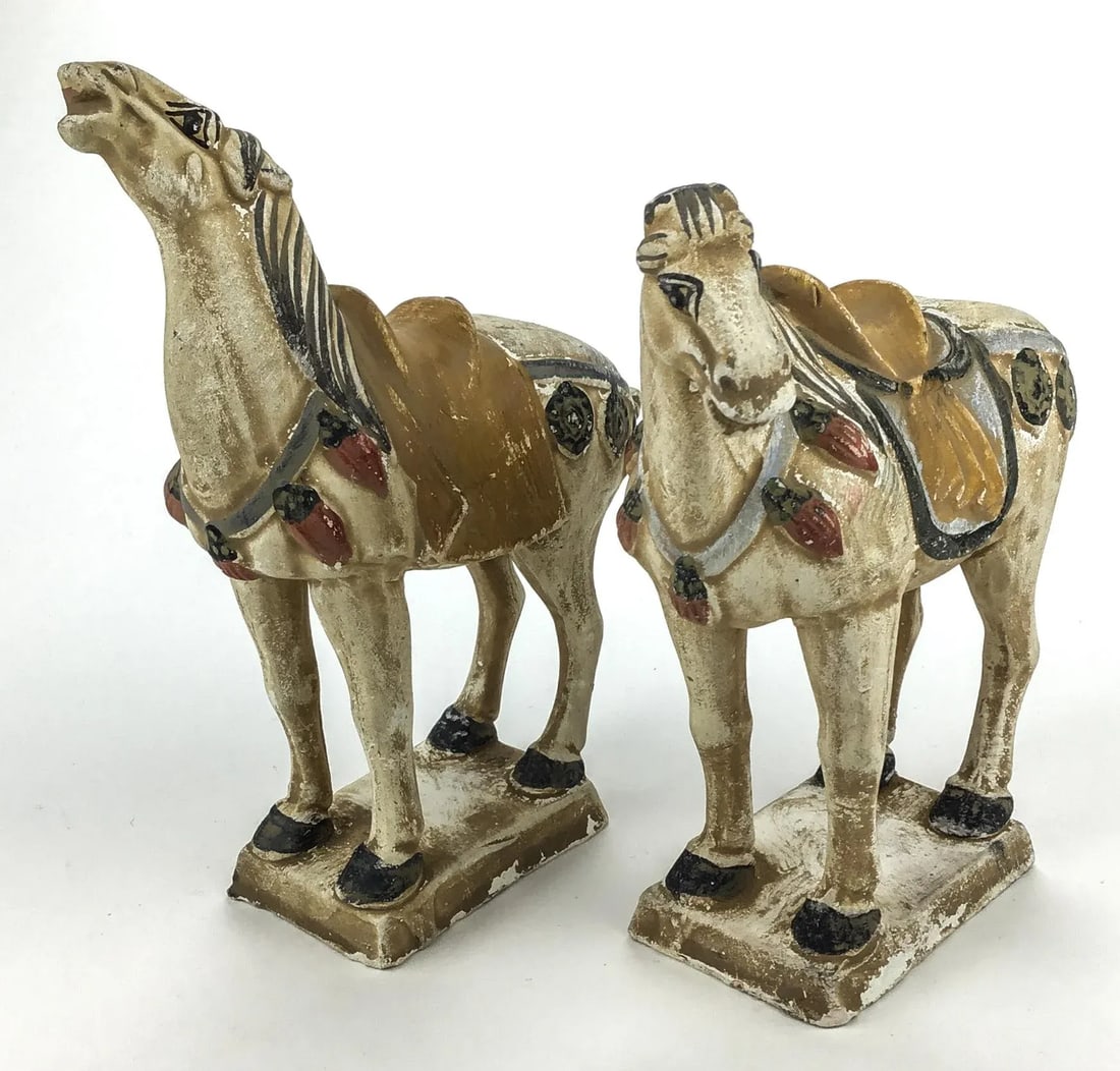 Miniature Antique Pair of Terra Cotta Tang Horses - 13