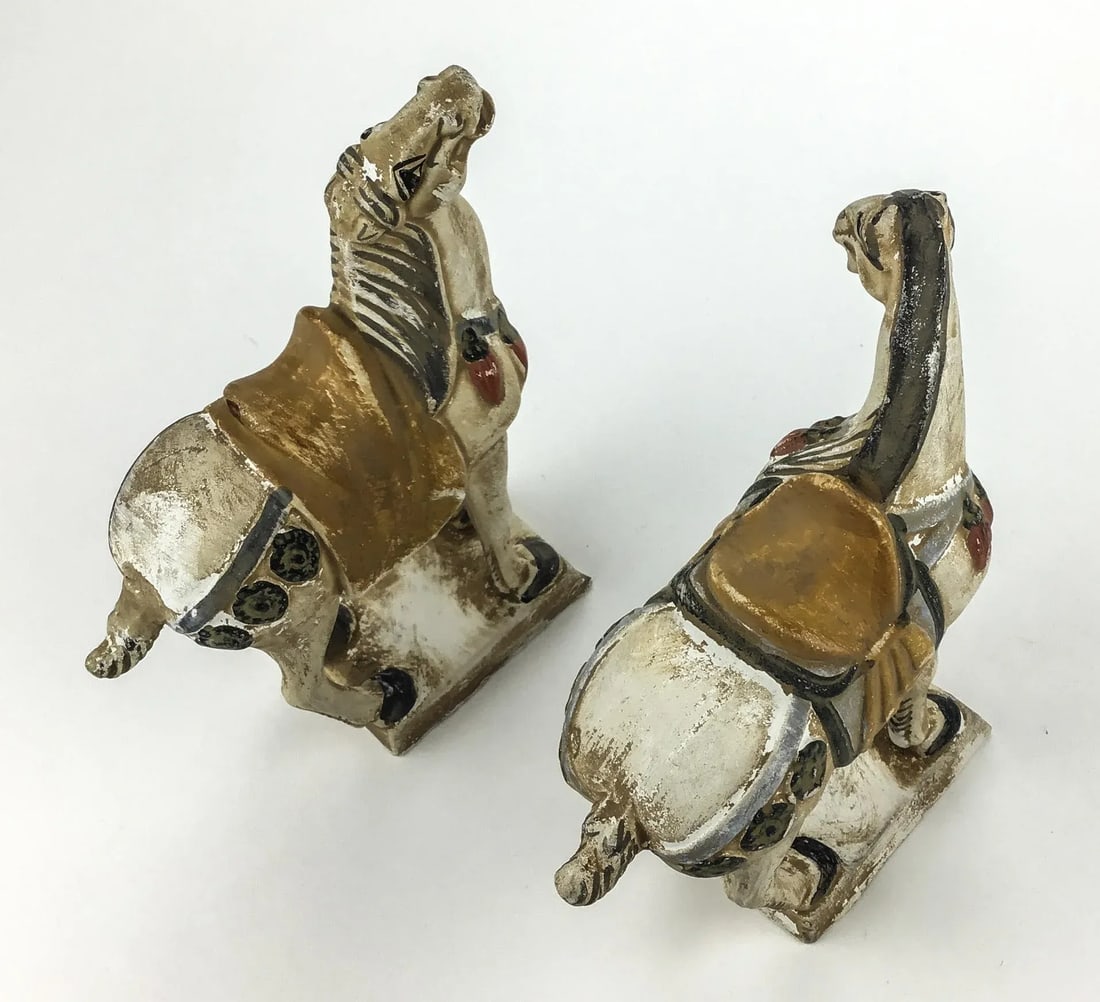 Miniature Antique Pair of Terra Cotta Tang Horses - 4