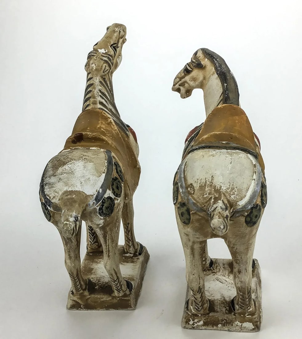 Miniature Antique Pair of Terra Cotta Tang Horses - 8