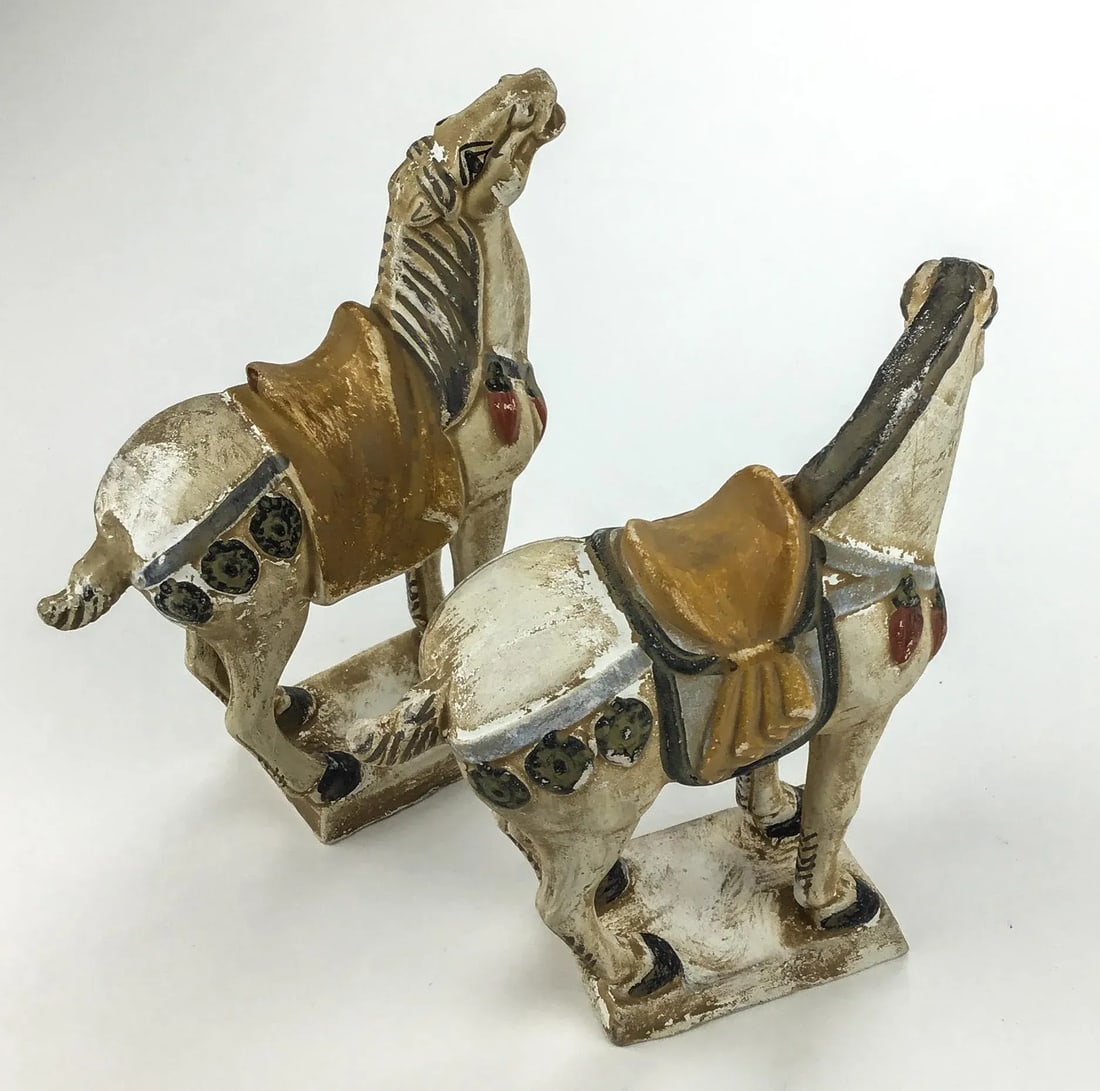 Miniature Antique Pair of Terra Cotta Tang Horses - 9