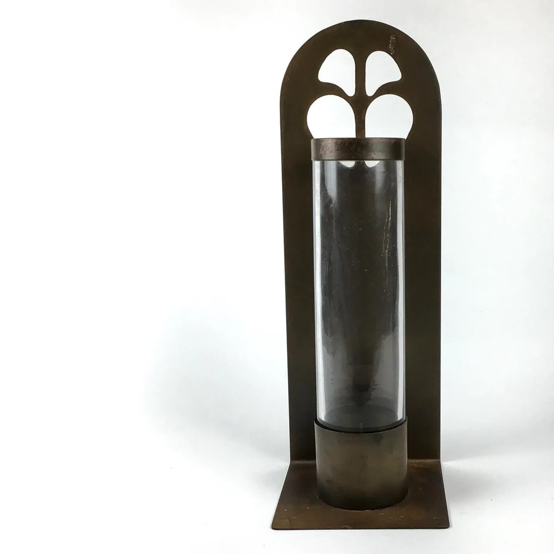 Vintage Brass & Glass Wall Hanging Candle Holder - 3