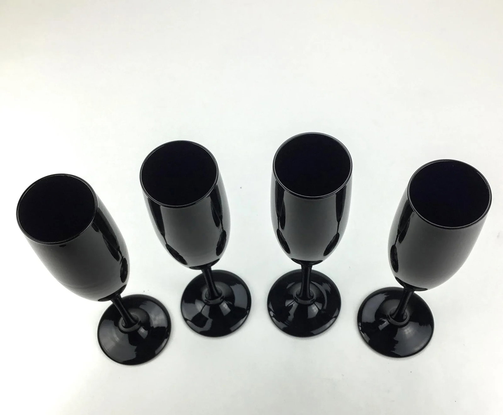 Black Hand Blown Champagne Flutes Circa 1960 - Set of 4 - 4