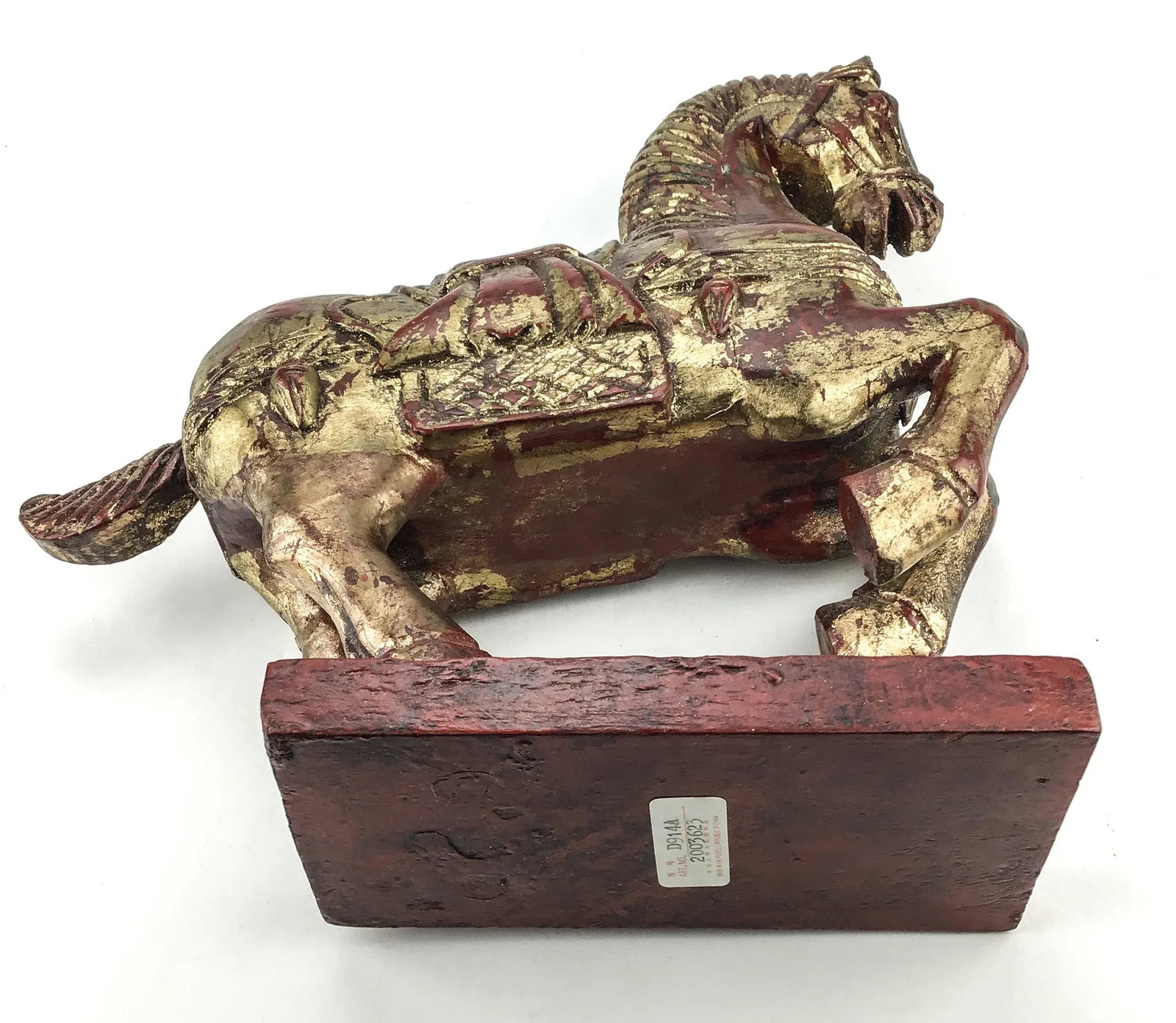 Vintage Maitland Smith Chinese Style Tang Horse Wood With Gold Detailing - 10