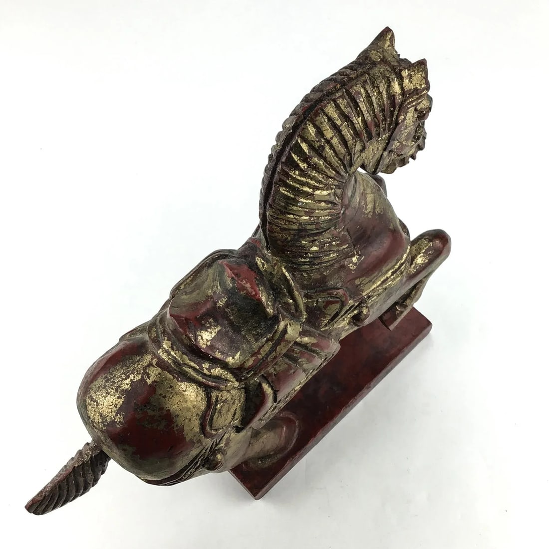 Vintage Maitland Smith Chinese Style Tang Horse Wood With Gold Detailing - 3