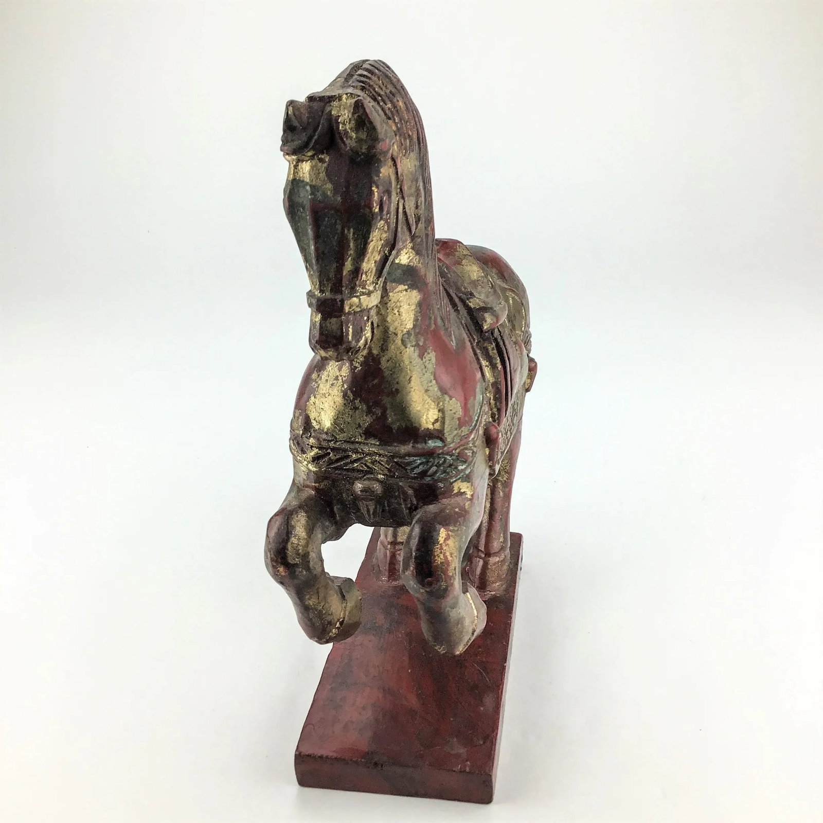 Vintage Maitland Smith Chinese Style Tang Horse Wood With Gold Detailing - 5