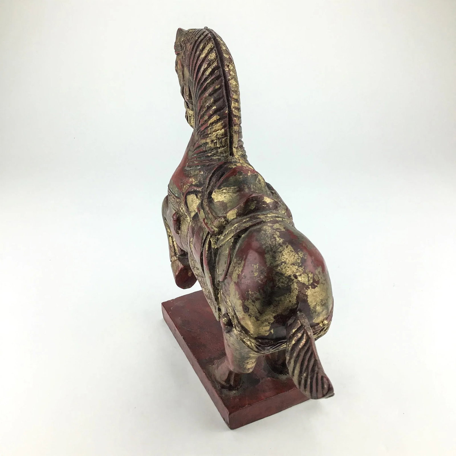 Vintage Maitland Smith Chinese Style Tang Horse Wood With Gold Detailing - 7