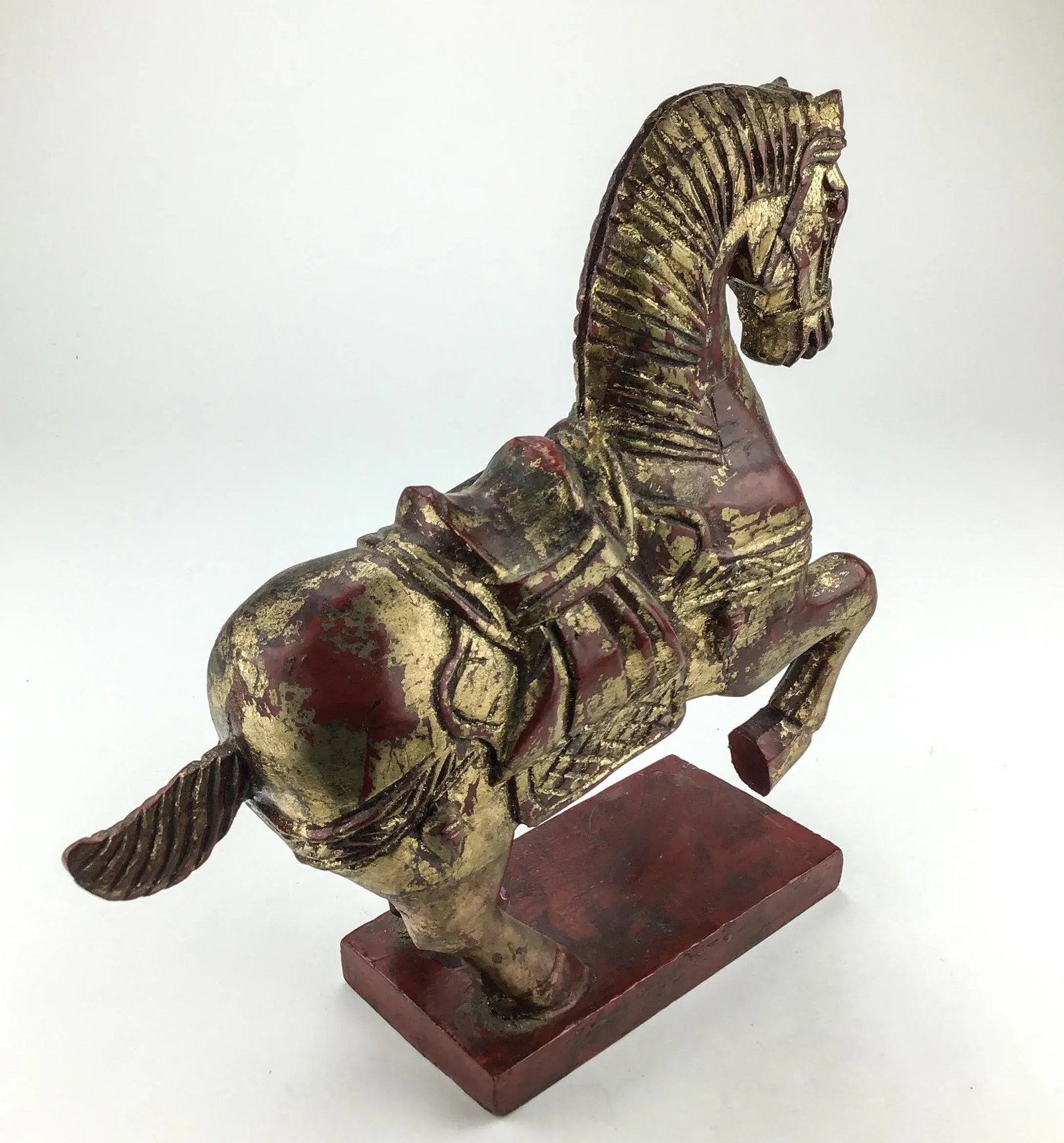 Vintage Maitland Smith Chinese Style Tang Horse Wood With Gold Detailing - 8