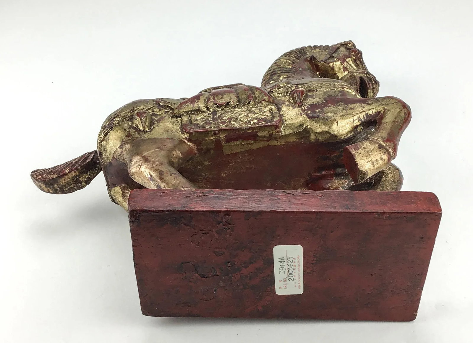 Vintage Maitland Smith Chinese Style Tang Horse Wood With Gold Detailing - 9