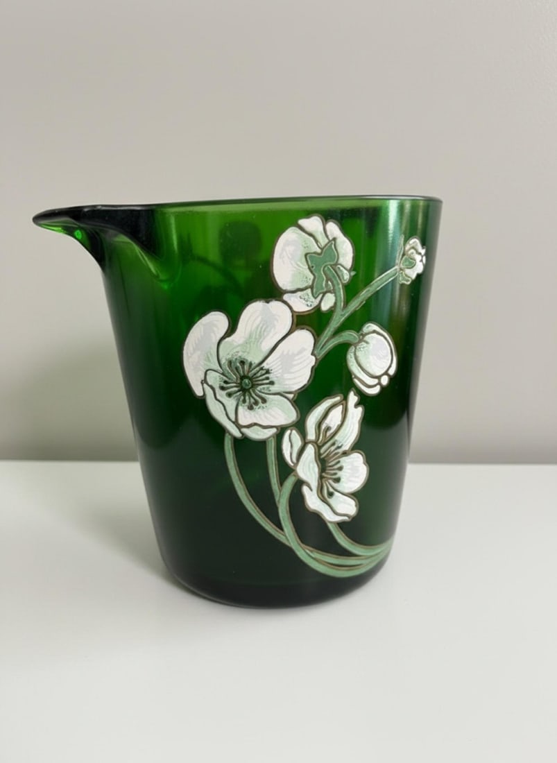 Vintage French Perrier-Jouet Style Green Glass Anemone Champagne Bucket - 4