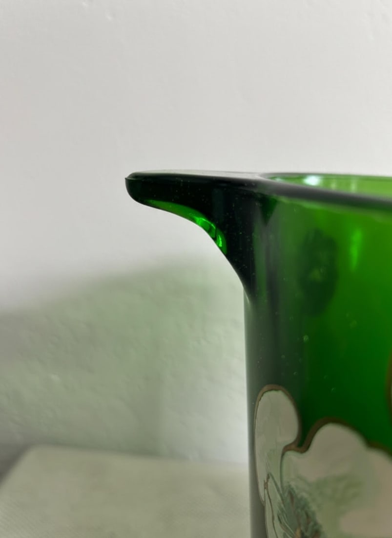 Vintage French Perrier-Jouet Style Green Glass Anemone Champagne Bucket - 6