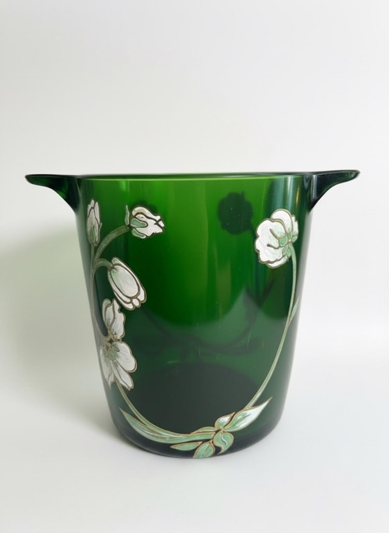 Vintage French Perrier-Jouet Style Green Glass Anemone Champagne Bucket - 7