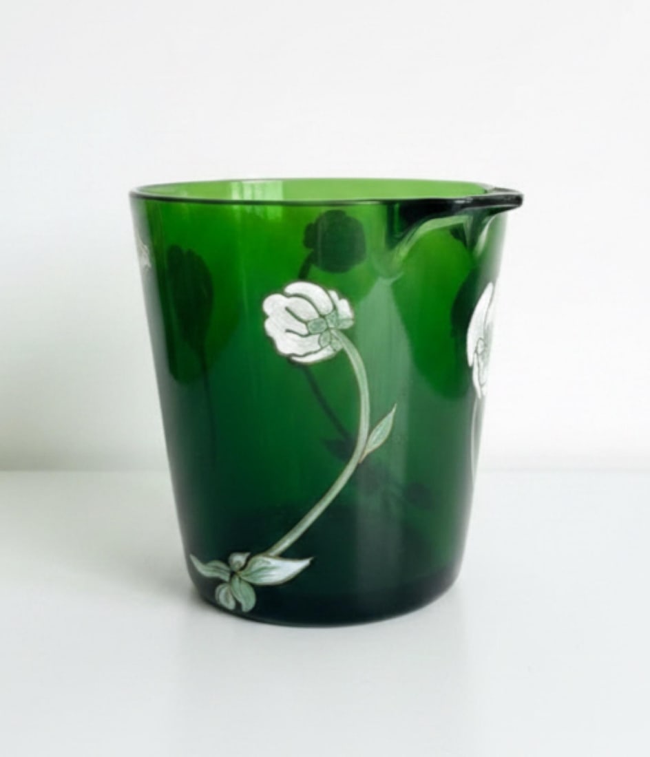 Vintage French Perrier-Jouet Style Green Glass Anemone Champagne Bucket - 9