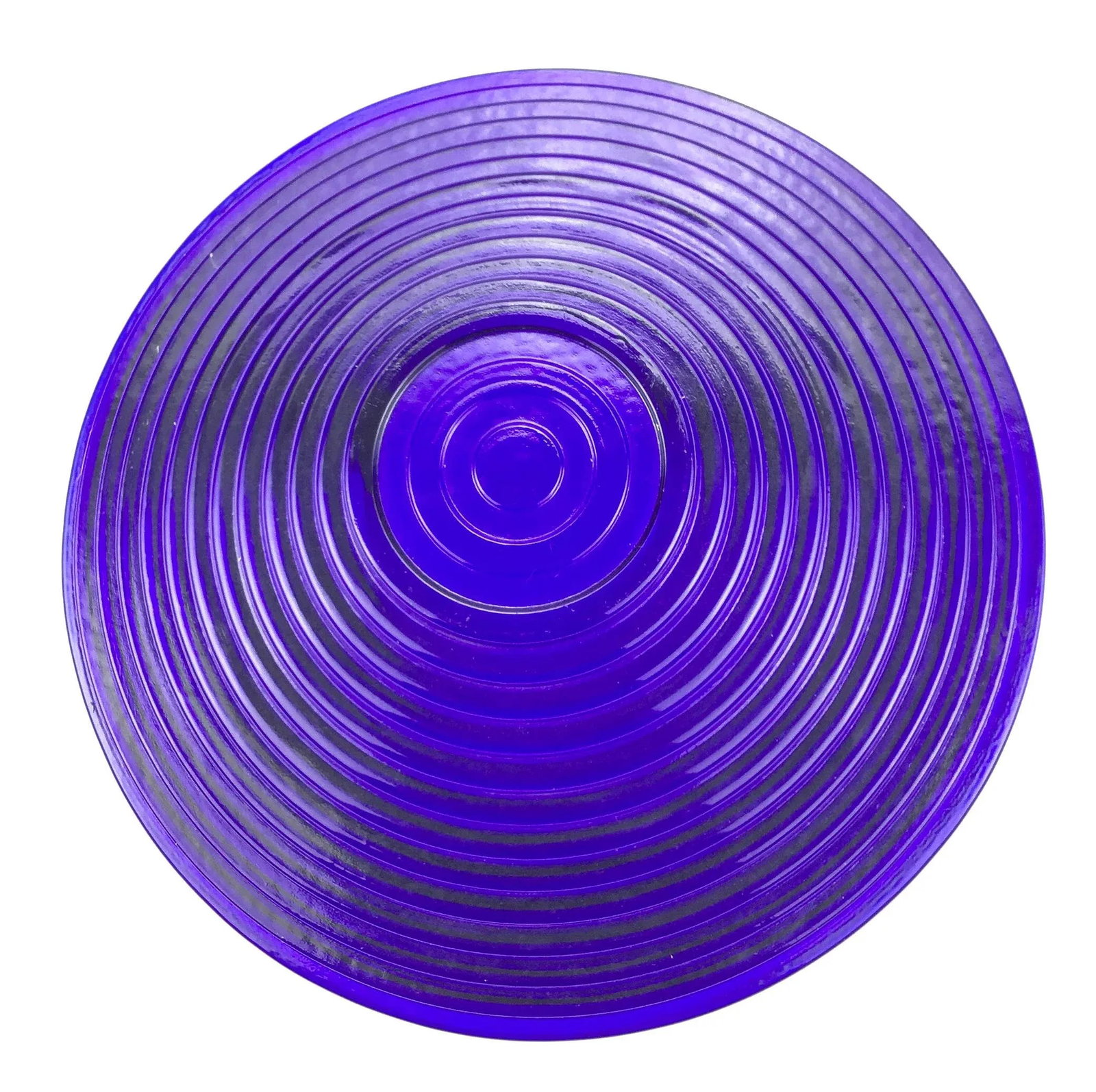 Art Deco Cobalt Blue Ribbed Glass Serving Bowl - 9
