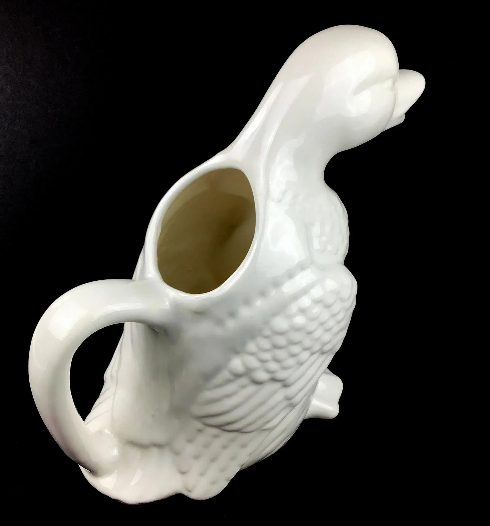 White Vintage Ceramic Porcelain Duck Pitcher - 11