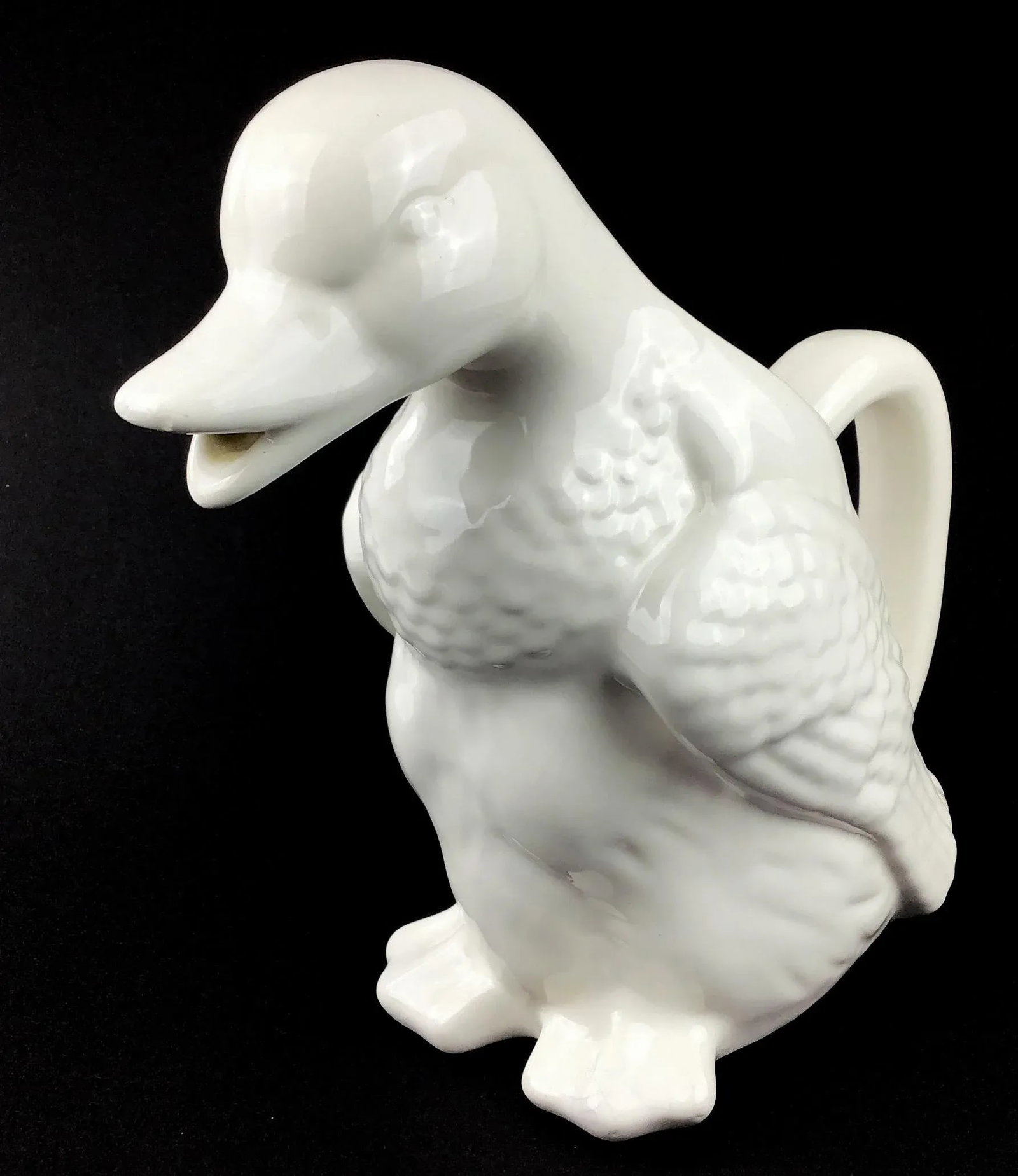 White Vintage Ceramic Porcelain Duck Pitcher - 13