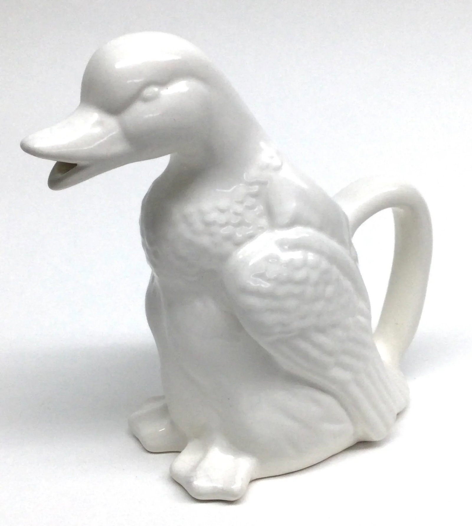 White Vintage Ceramic Porcelain Duck Pitcher - 2