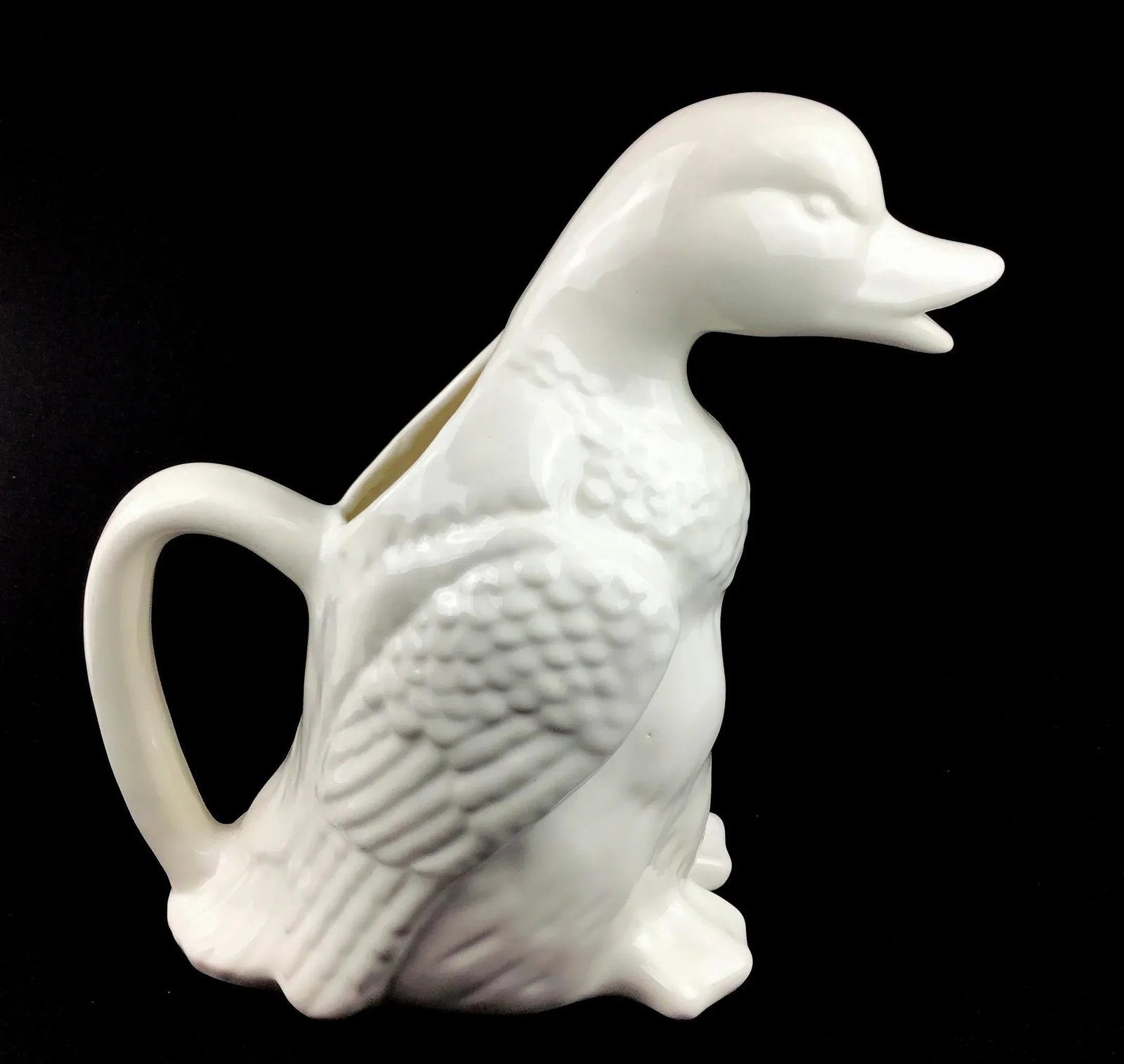 White Vintage Ceramic Porcelain Duck Pitcher - 3