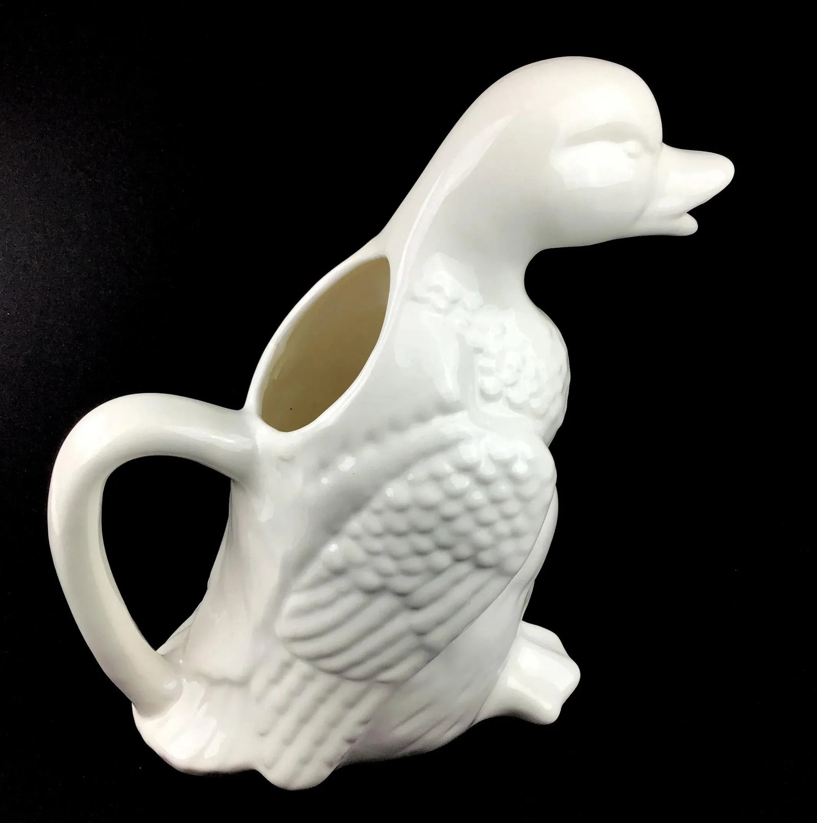 White Vintage Ceramic Porcelain Duck Pitcher - 5