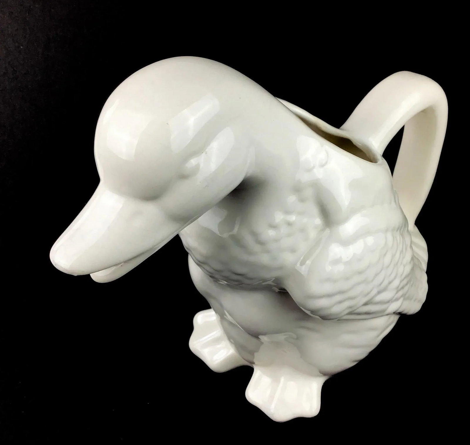 White Vintage Ceramic Porcelain Duck Pitcher - 6