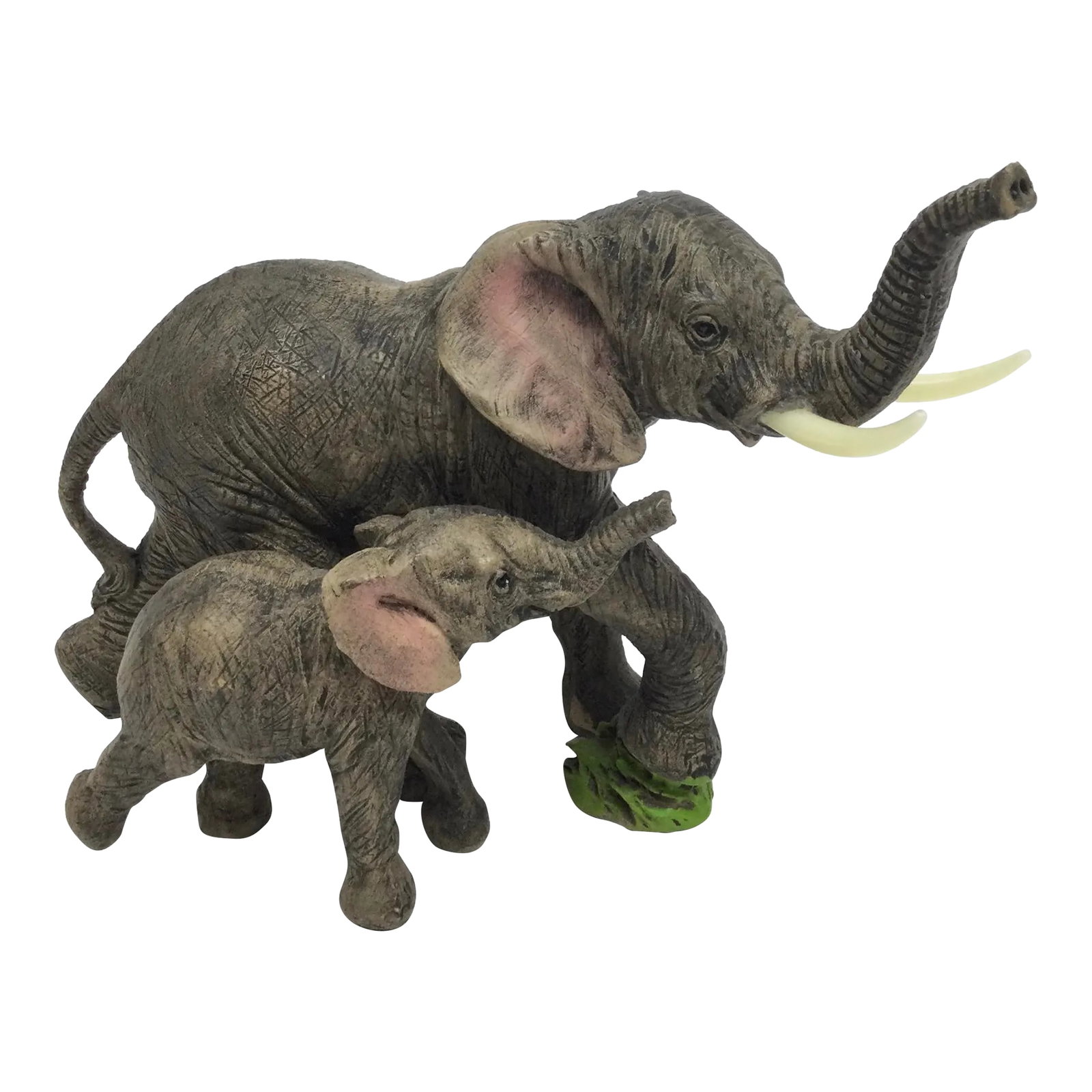 Vintage 1990's Maitland Smith High Quality Resin Elephant Sculpture: Beautiful resin sculpture of Mother and Baby Elephant. Brought to you by Maitland Smith. This replica of a real life-like Elephant will look great in front of your books about Africa. It is in