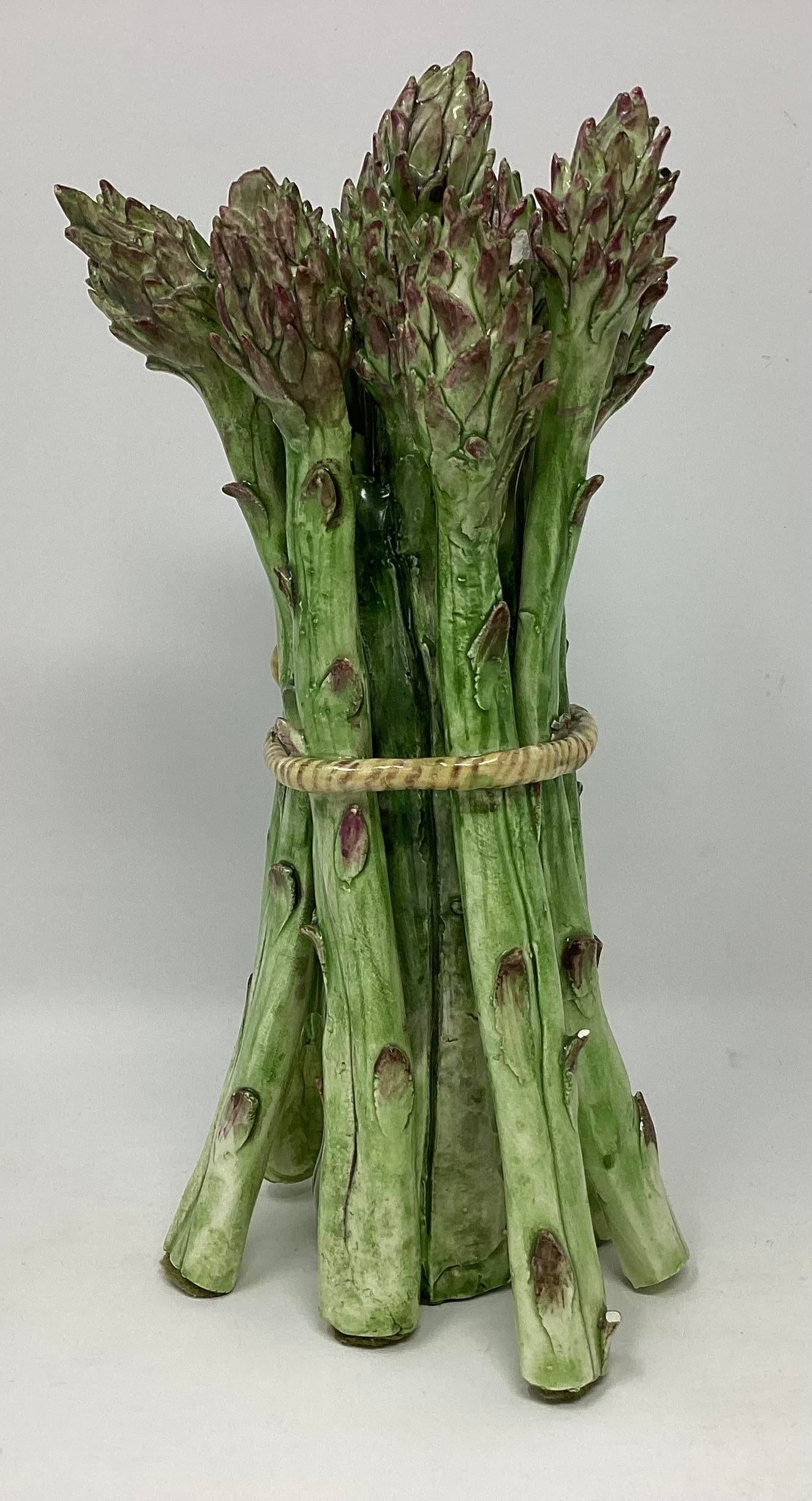 Vintage Majolica Standing Bunch of Asparagus Tied With Bow - 2