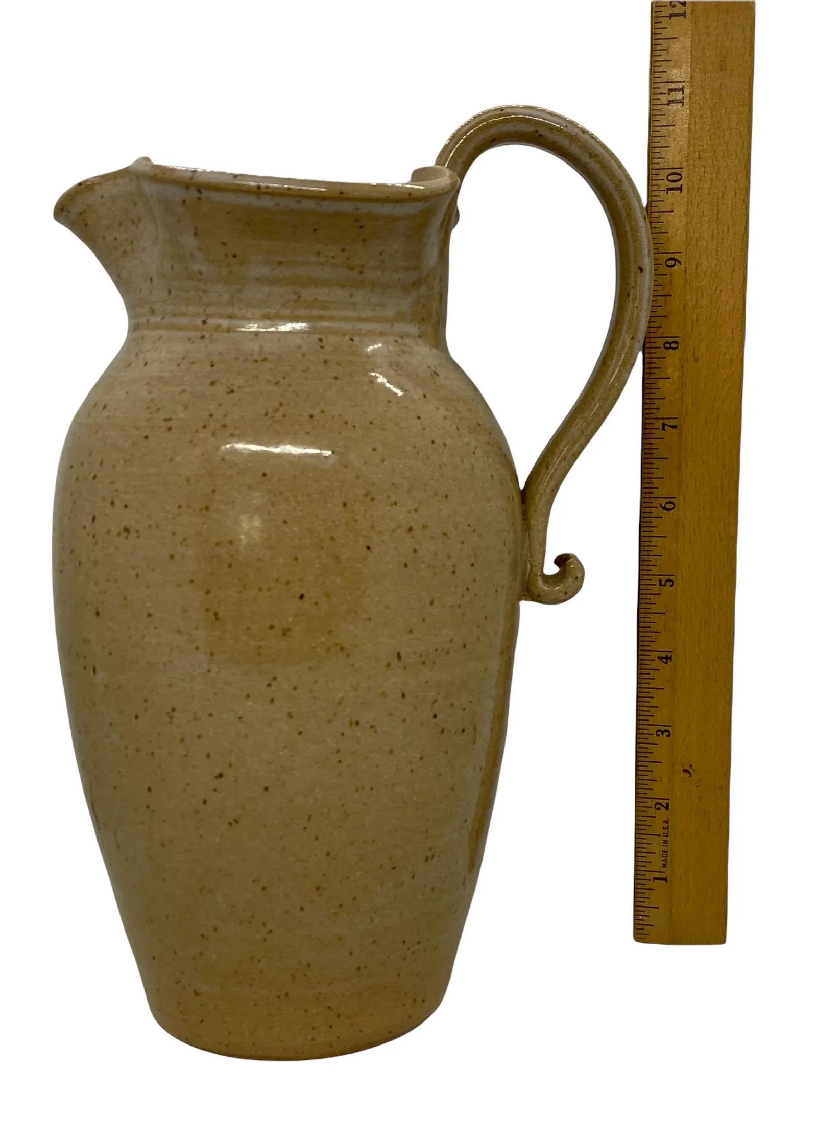 Contemporary Pebbles Pottery, North Carolina Tulip Edge Tan Pitcher - 10