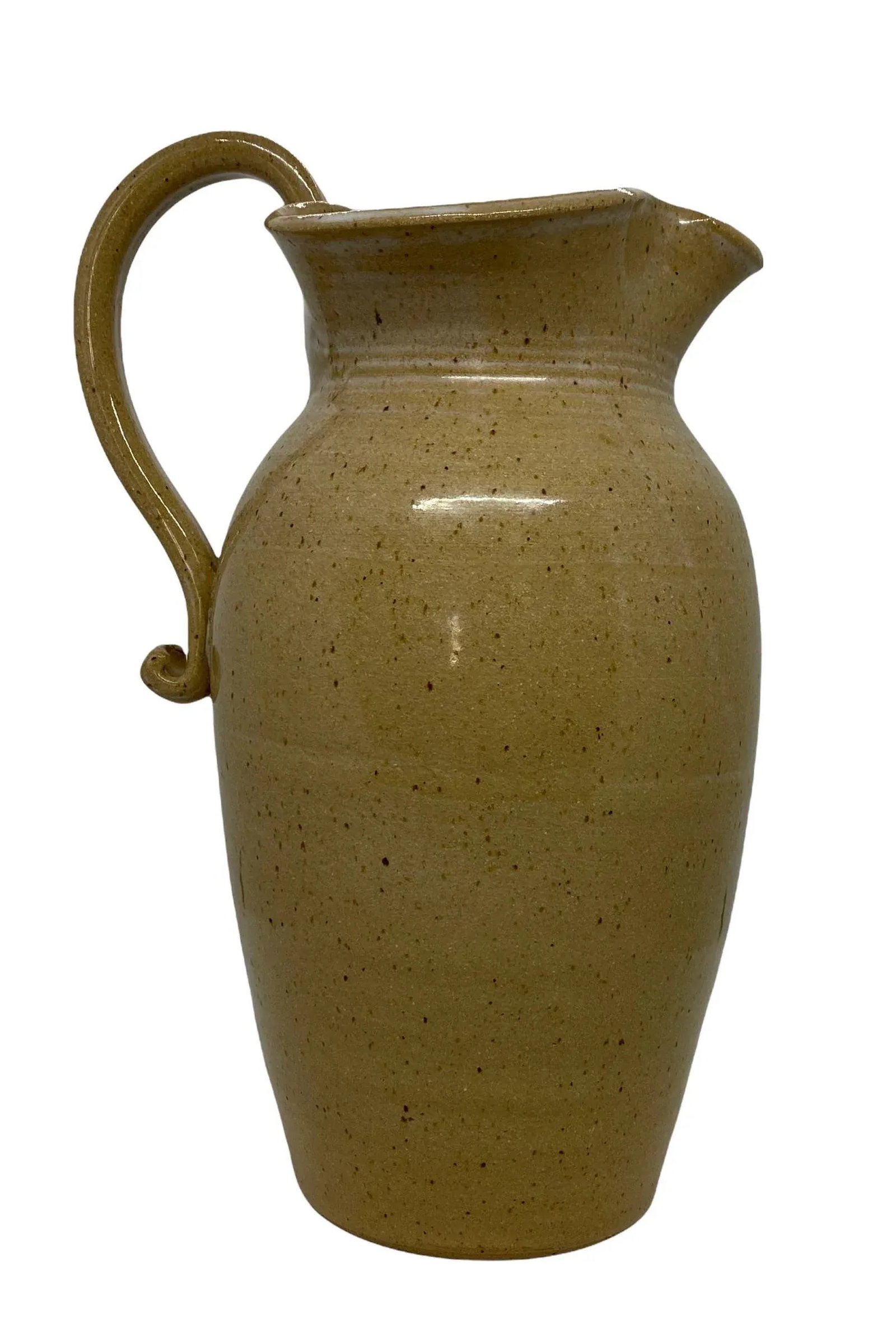Contemporary Pebbles Pottery, North Carolina Tulip Edge Tan Pitcher - 13