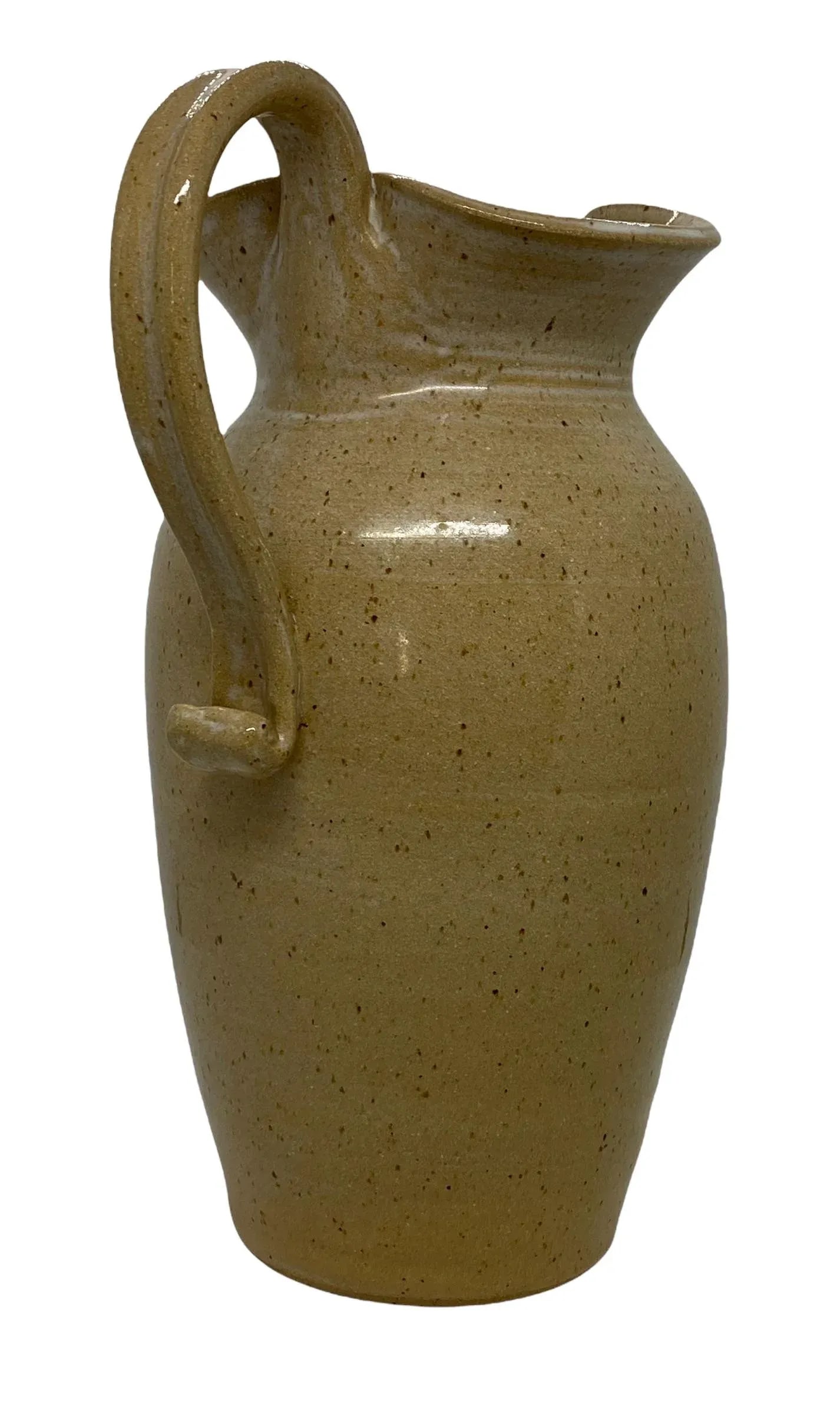 Contemporary Pebbles Pottery, North Carolina Tulip Edge Tan Pitcher - 2
