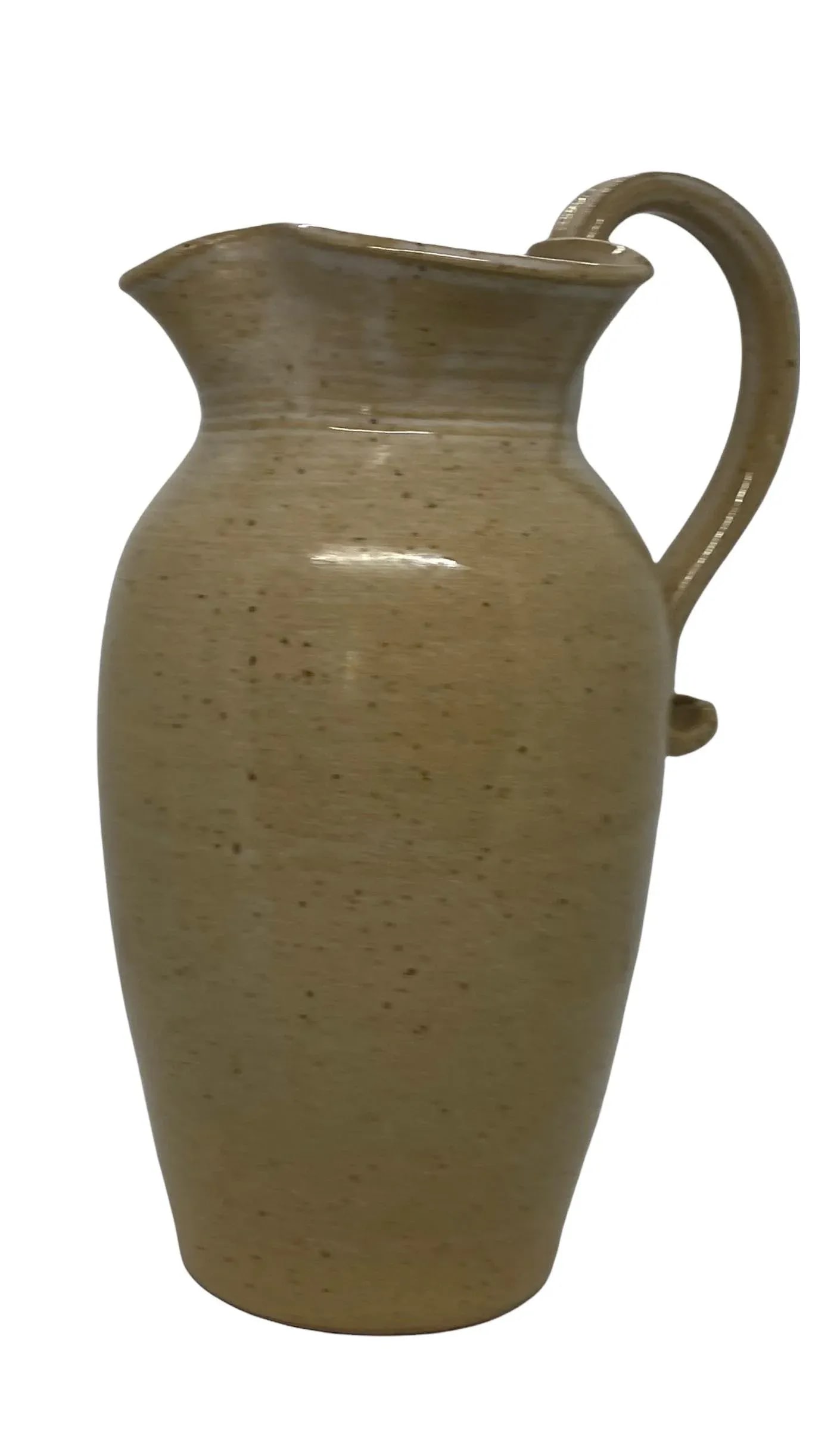Contemporary Pebbles Pottery, North Carolina Tulip Edge Tan Pitcher - 4