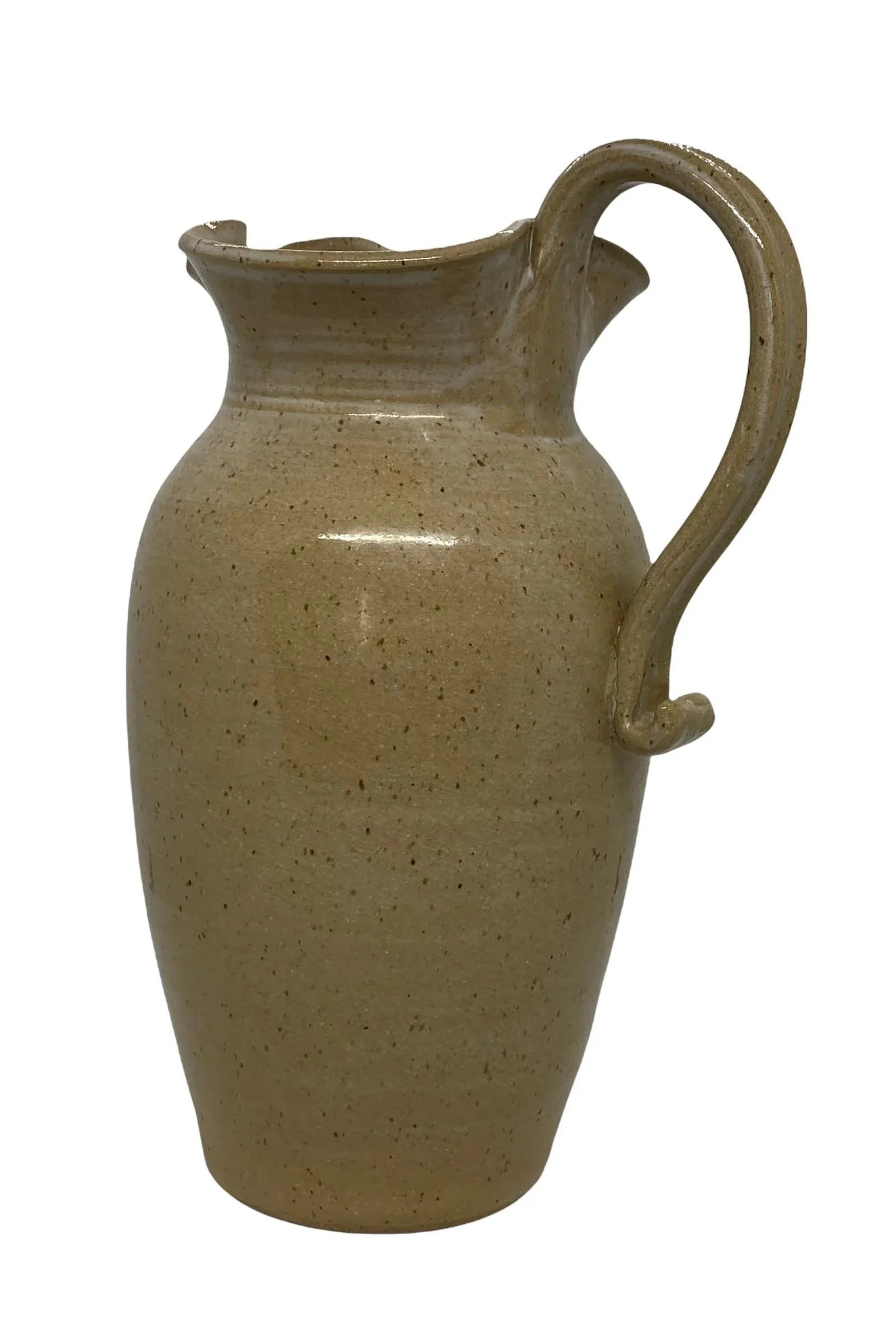 Contemporary Pebbles Pottery, North Carolina Tulip Edge Tan Pitcher - 5