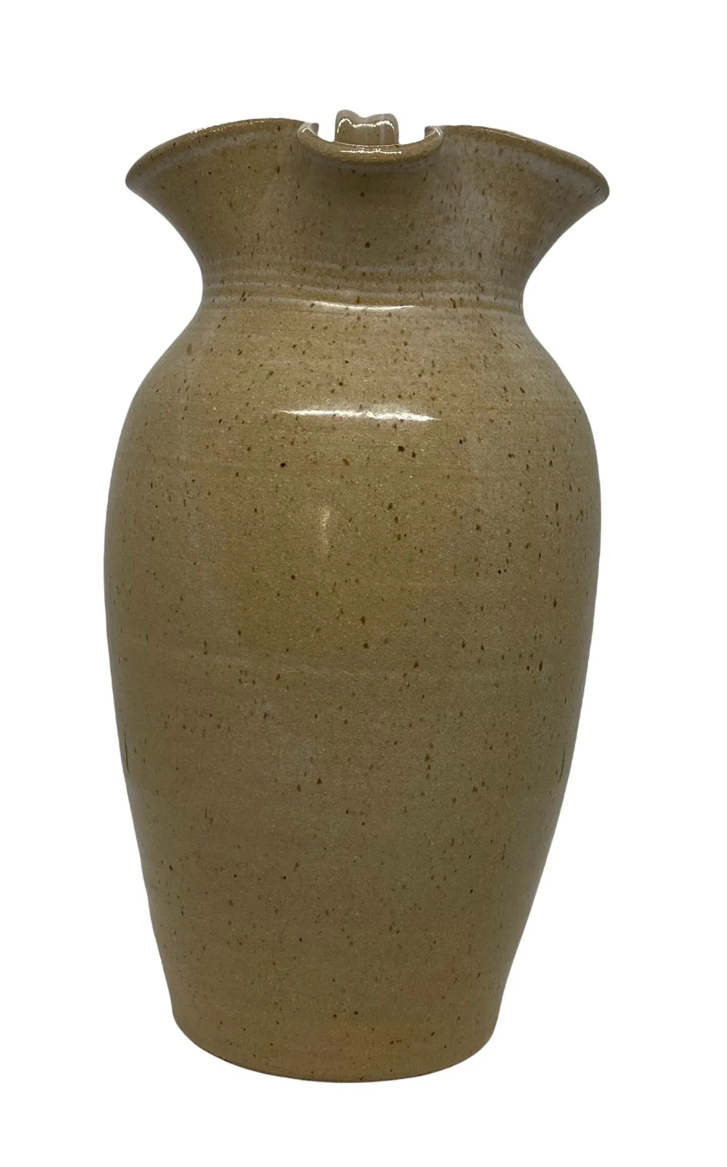 Contemporary Pebbles Pottery, North Carolina Tulip Edge Tan Pitcher - 6