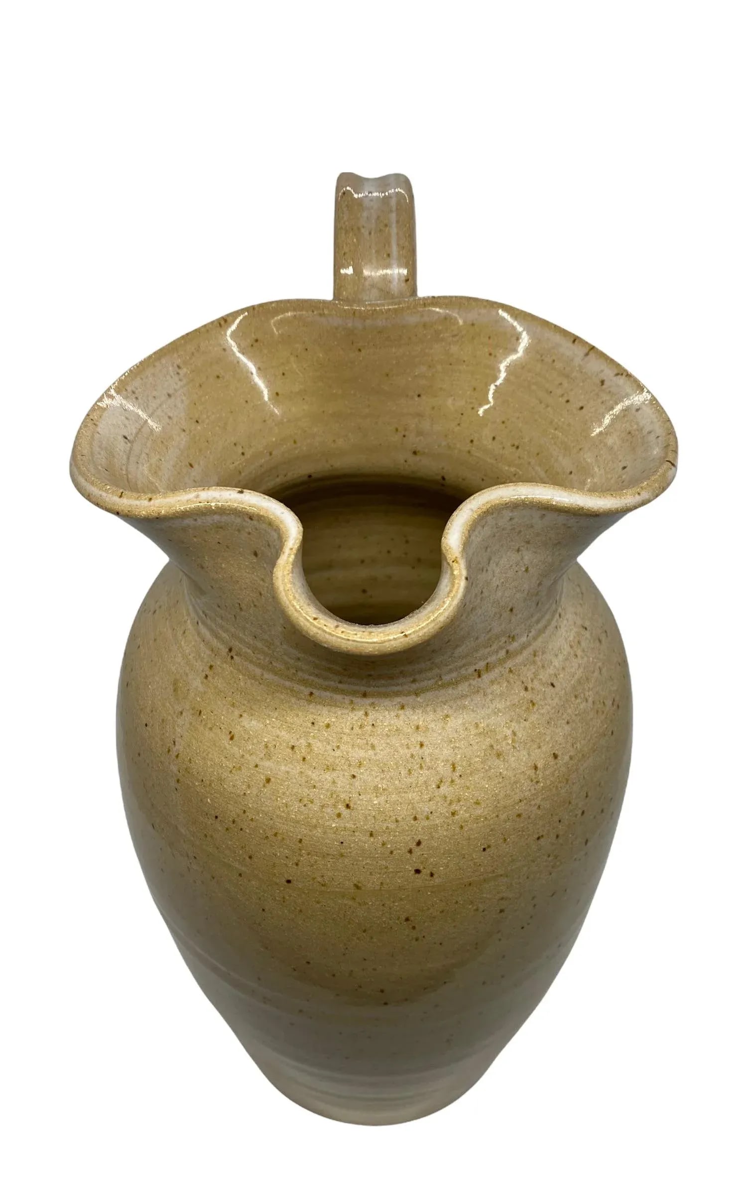 Contemporary Pebbles Pottery, North Carolina Tulip Edge Tan Pitcher - 7
