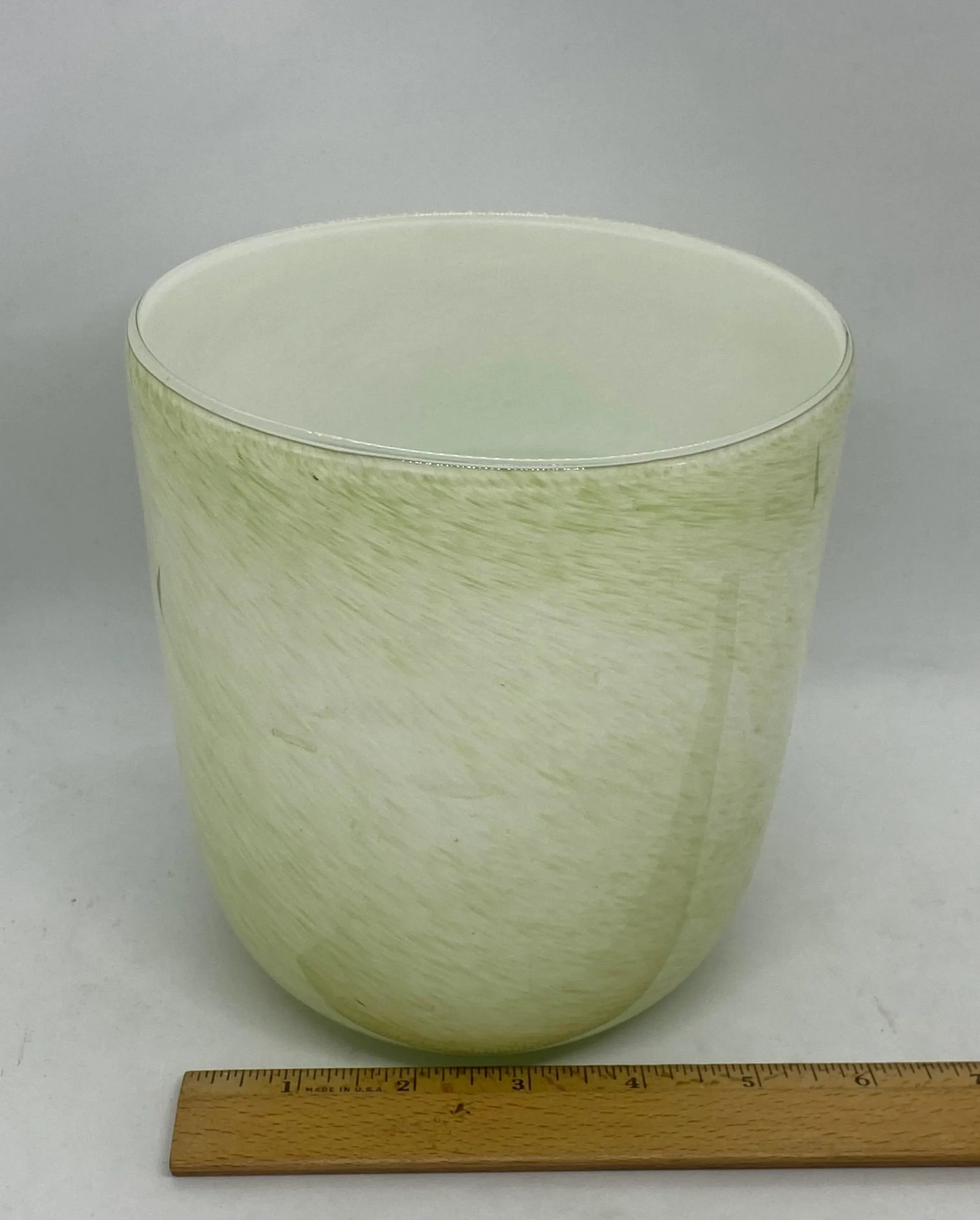 Late 20th Century Round Glass Decorative Green Vase - 11