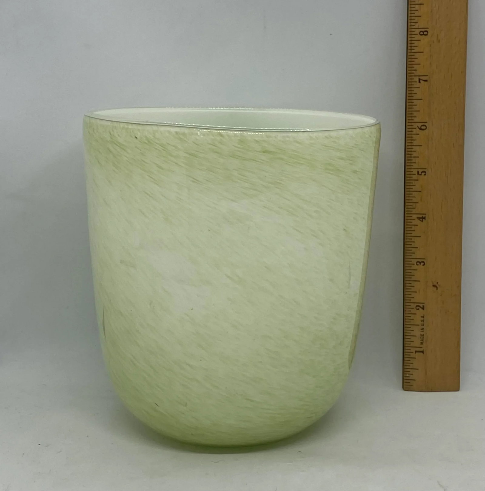 Late 20th Century Round Glass Decorative Green Vase - 12