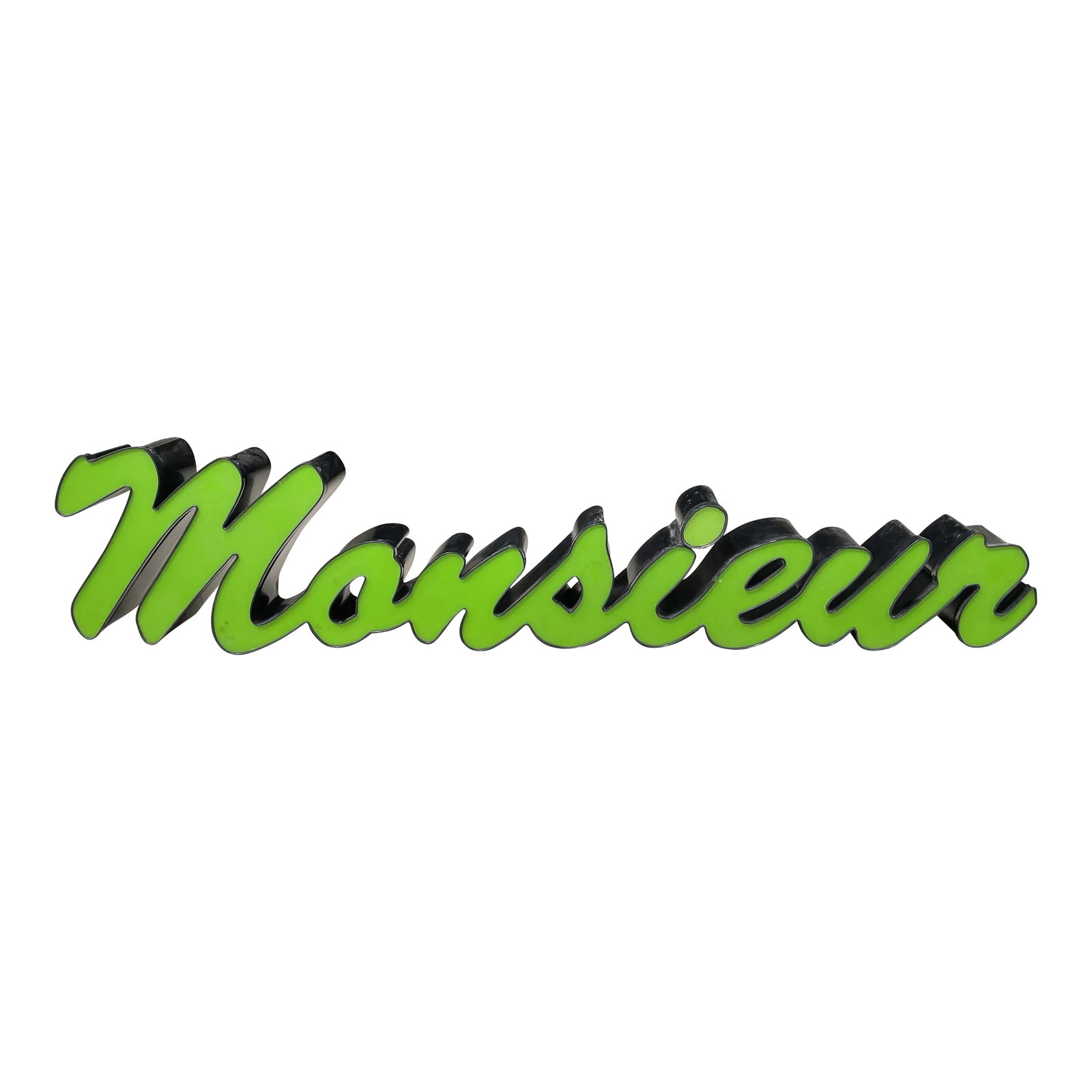 Mid Century "Monsieur" Sign: Not only do I have this wonderful Monsieur sign but I have also have it's might "Madame". Just a wonderful artifact from the 50s. I am not exactly sure where they might have been but the sky is the
